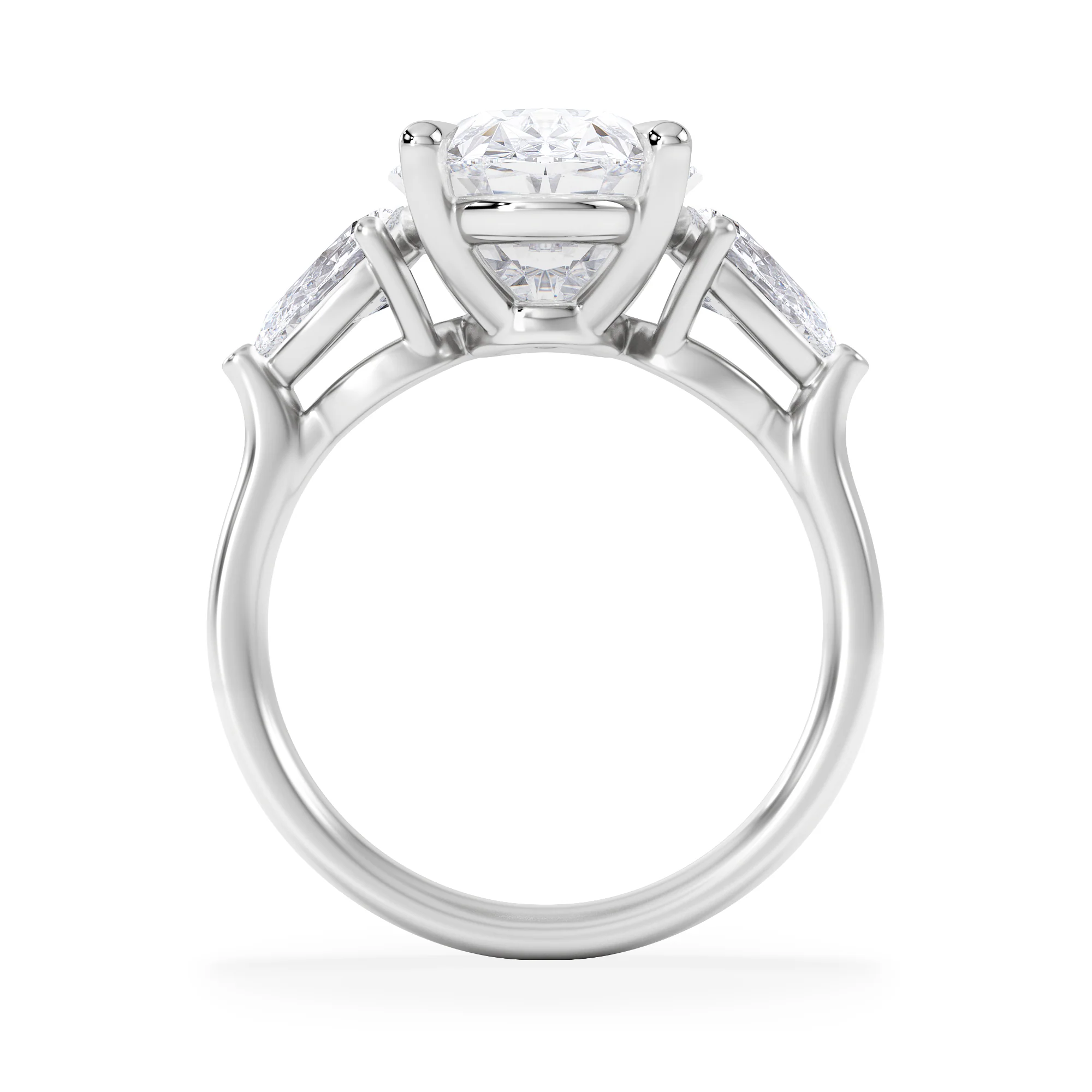 Adore 6.00ct Oval Cut Lab Diamond 3 Stone Engagement Ring in Platinum - Image 3