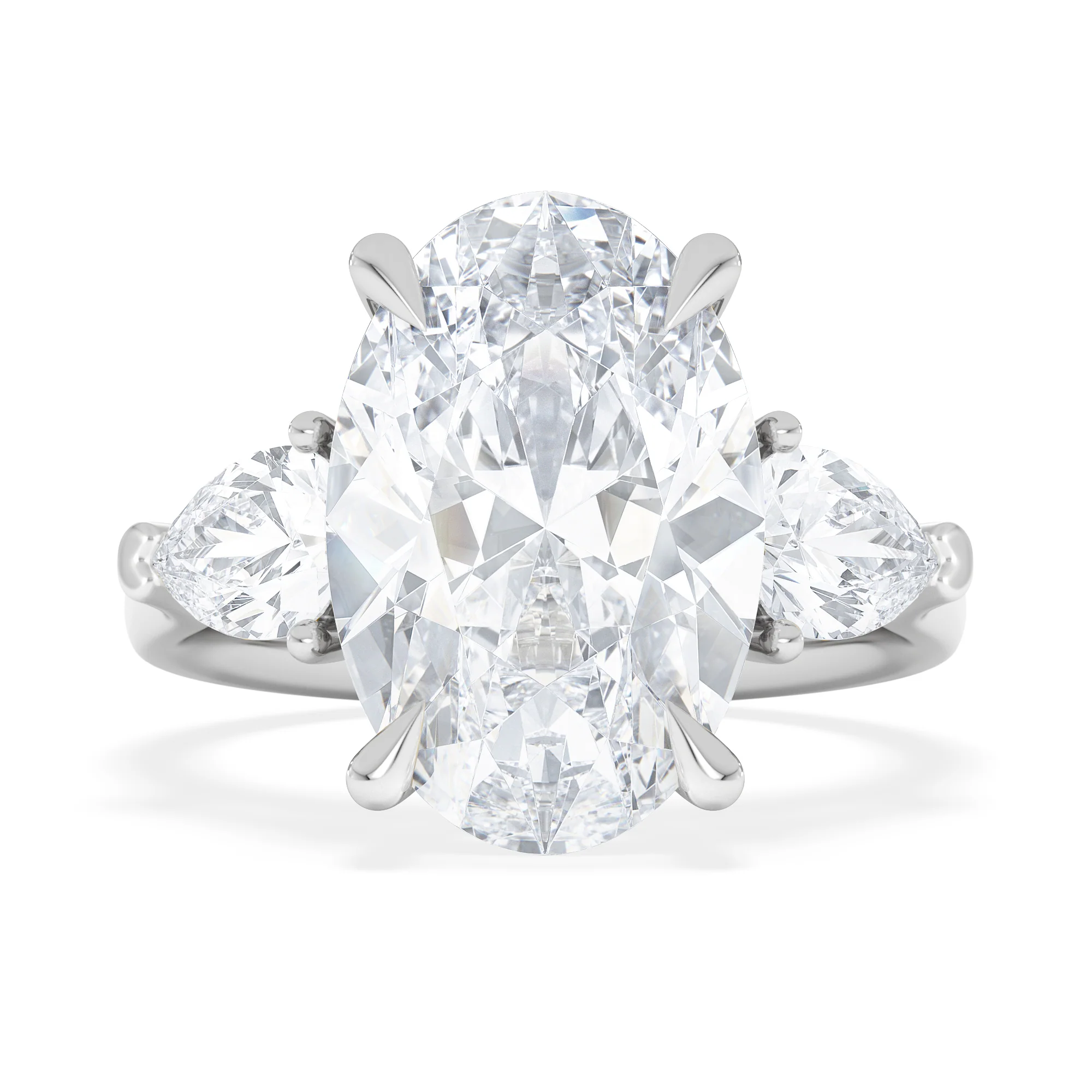 Adore 6.00ct Oval Cut Lab Diamond 3 Stone Engagement Ring in Platinum - Image 6