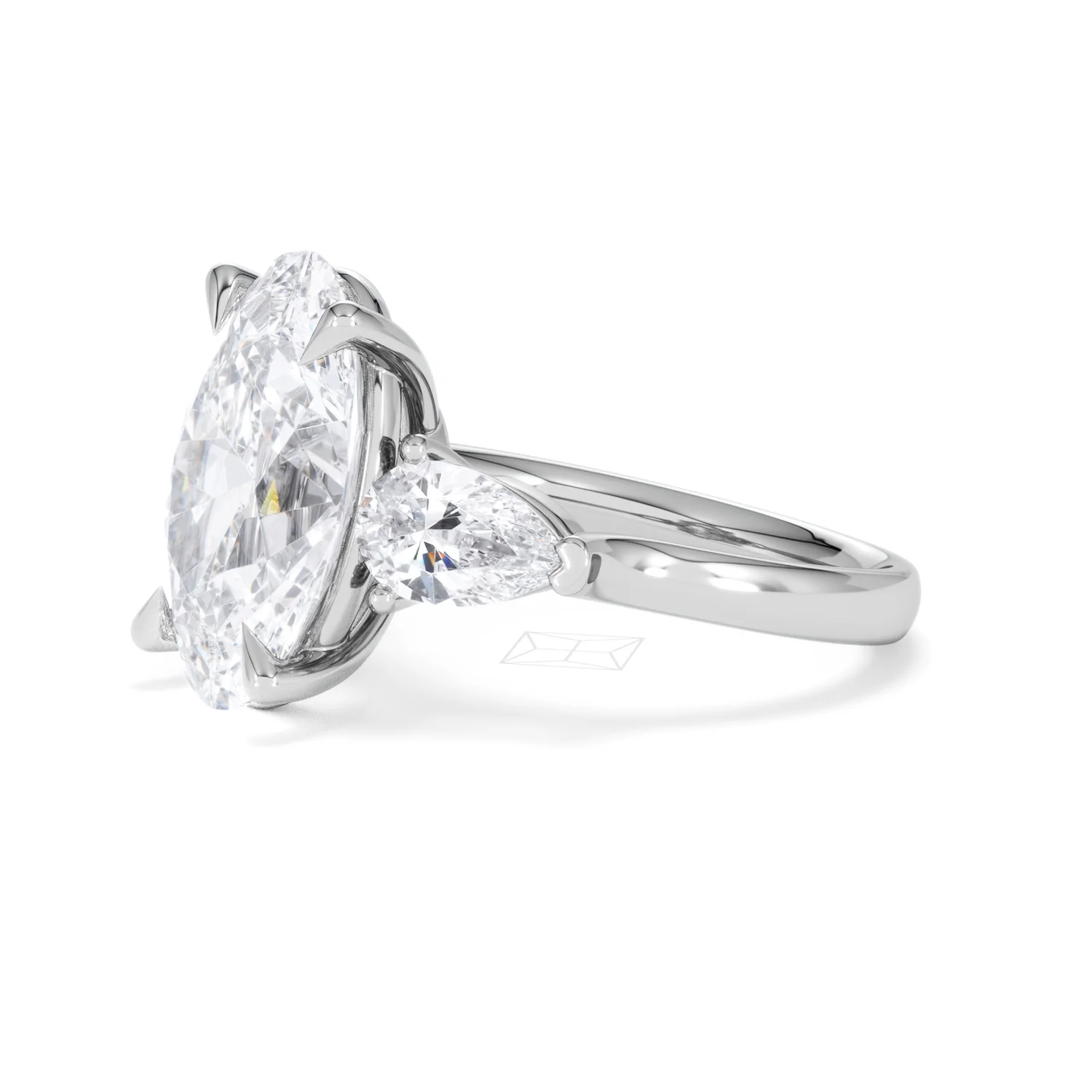 Adore 6.00ct Oval Cut Lab Diamond 3 Stone Engagement Ring in Platinum - Image 74
