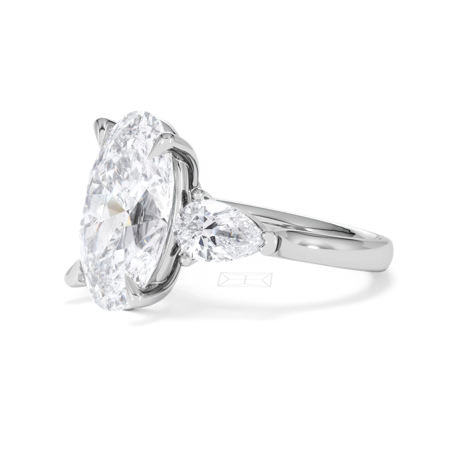 Adore 6.00ct Oval Cut Lab Diamond 3 Stone Engagement Ring in Platinum - Image 76