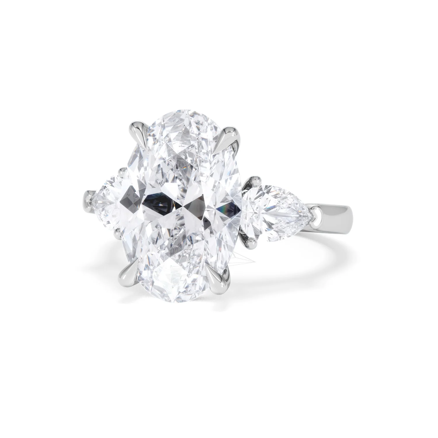 Adore 6.00ct Oval Cut Lab Diamond 3 Stone Engagement Ring in Platinum - Image 83