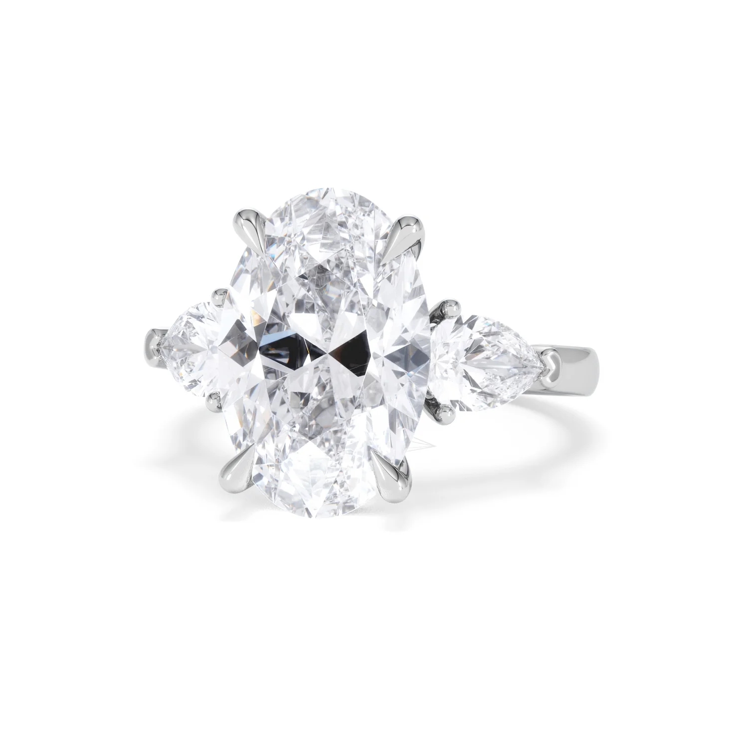 Adore 6.00ct Oval Cut Lab Diamond 3 Stone Engagement Ring in Platinum - Image 84