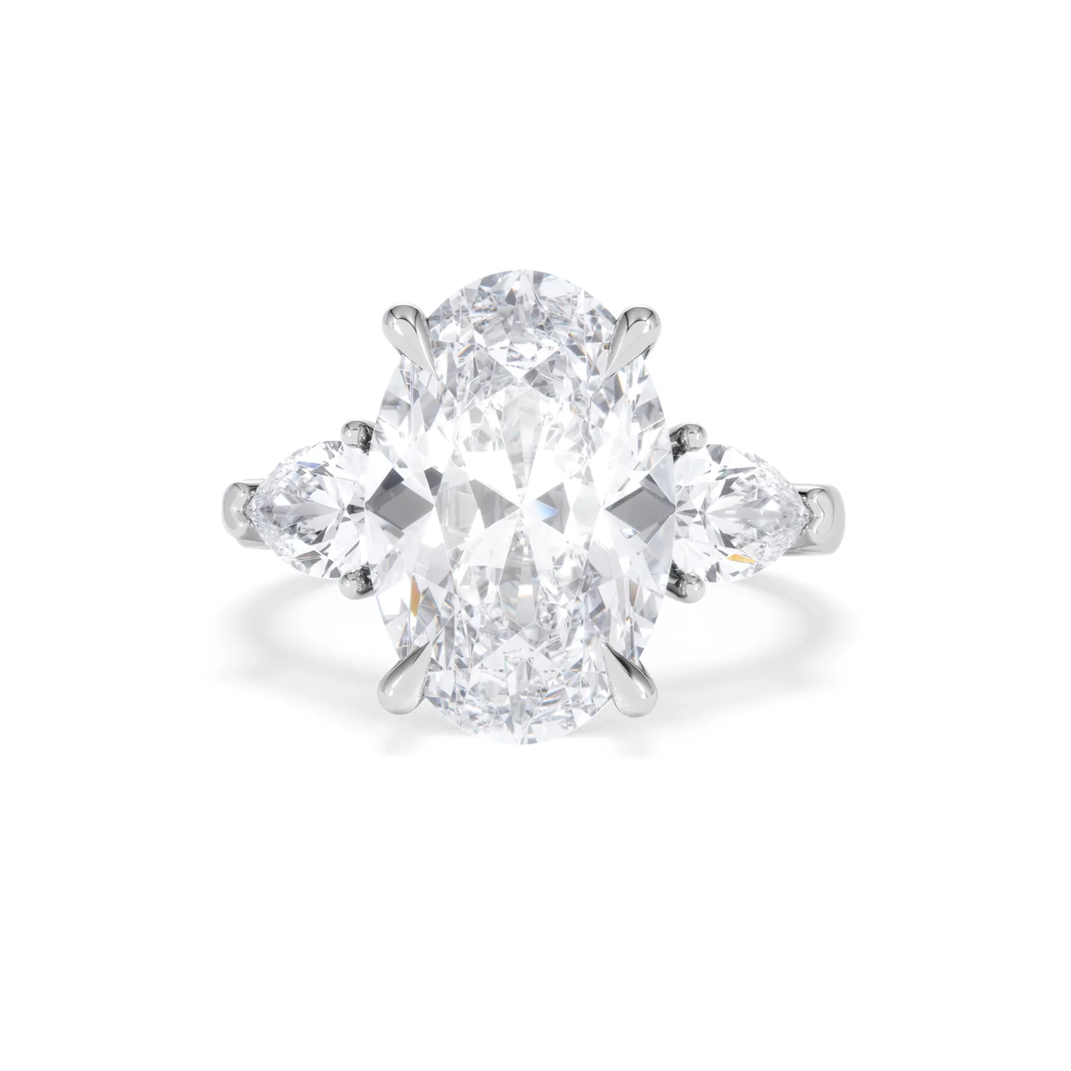 Adore 6.00ct Oval Cut Lab Diamond 3 Stone Engagement Ring in Platinum - Image 86