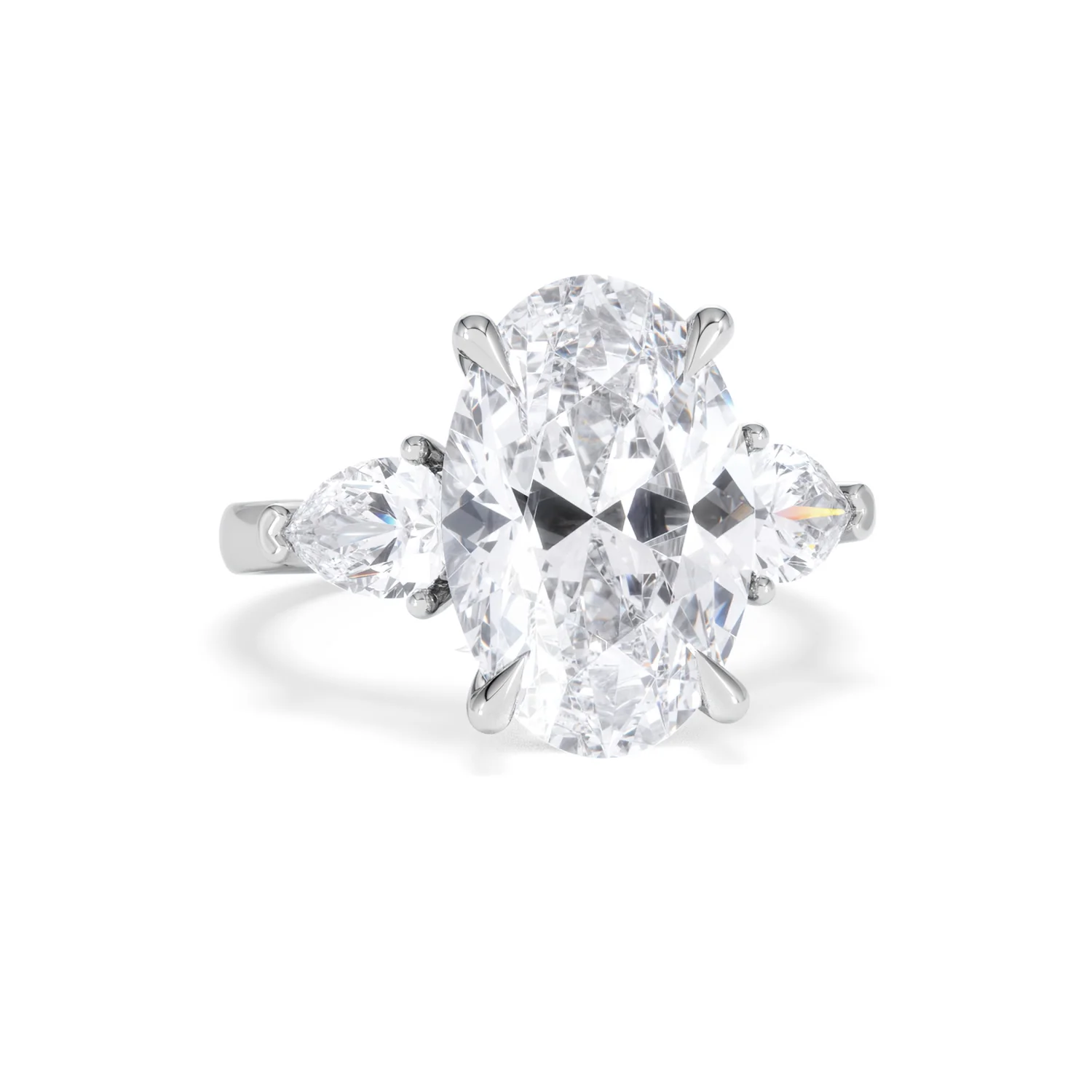 Adore 6.00ct Oval Cut Lab Diamond 3 Stone Engagement Ring in Platinum - Image 9