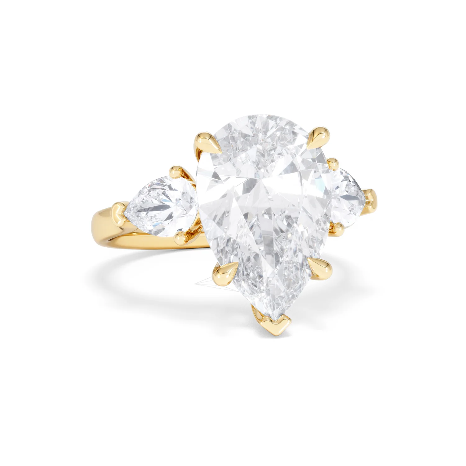 Adore 6.00ct Pear Cut Lab Diamond 3 Stone Engagement Ring in 18K Yellow Gold - Image 10