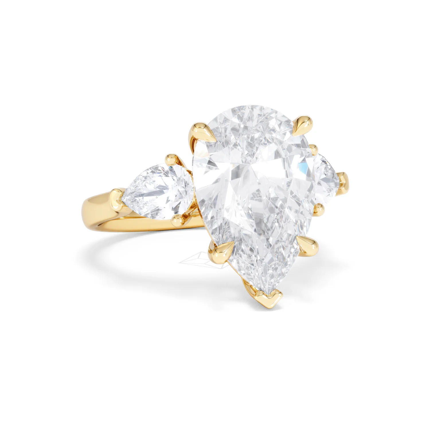 Adore 6.00ct Pear Cut Lab Diamond 3 Stone Engagement Ring in 18K Yellow Gold - Image 11