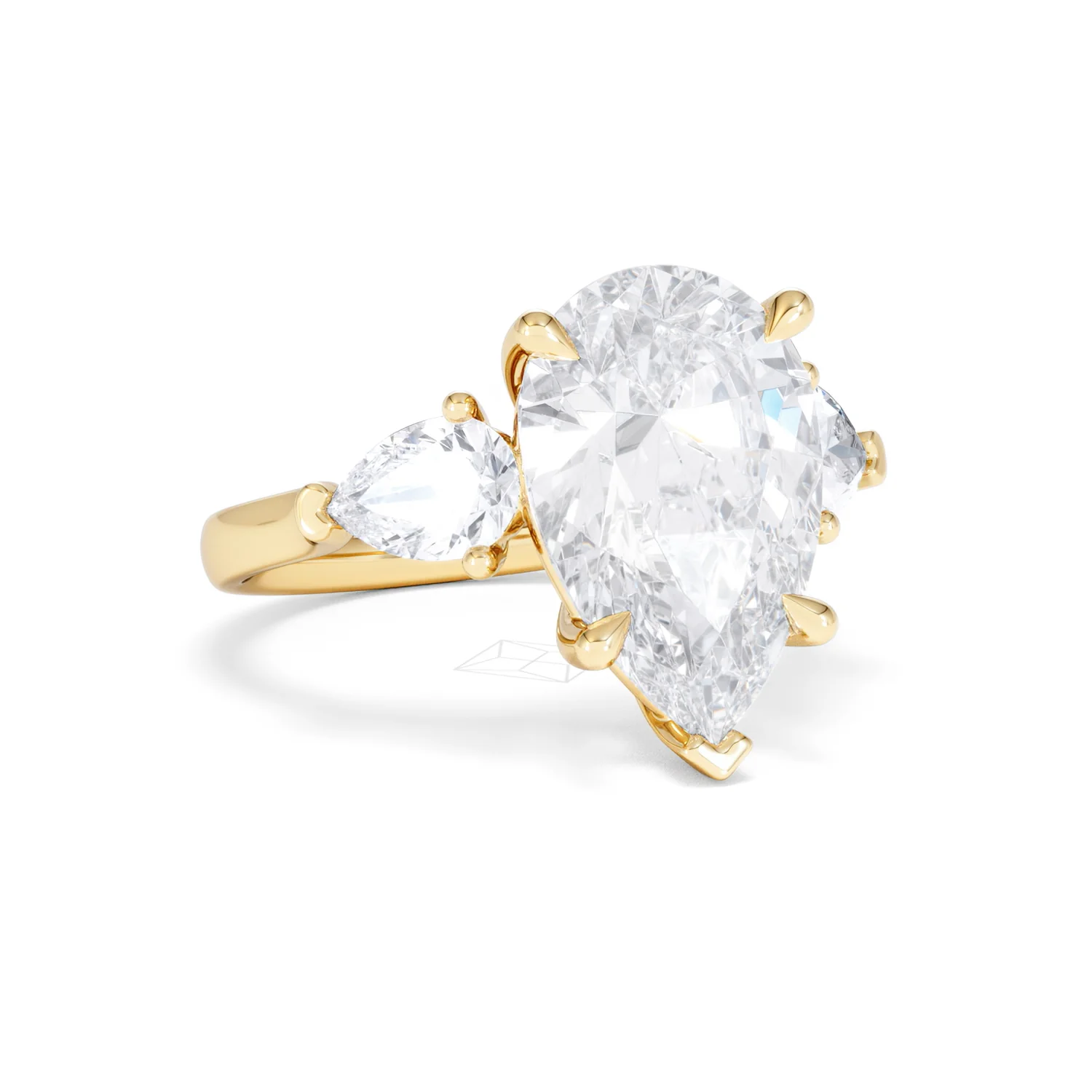 Adore 6.00ct Pear Cut Lab Diamond 3 Stone Engagement Ring in 18K Yellow Gold - Image 12