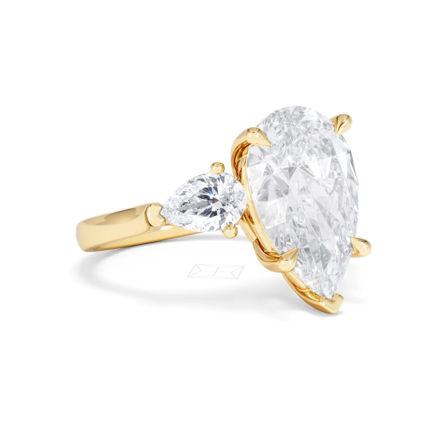 Adore 6.00ct Pear Cut Lab Diamond 3 Stone Engagement Ring in 18K Yellow Gold - Image 15