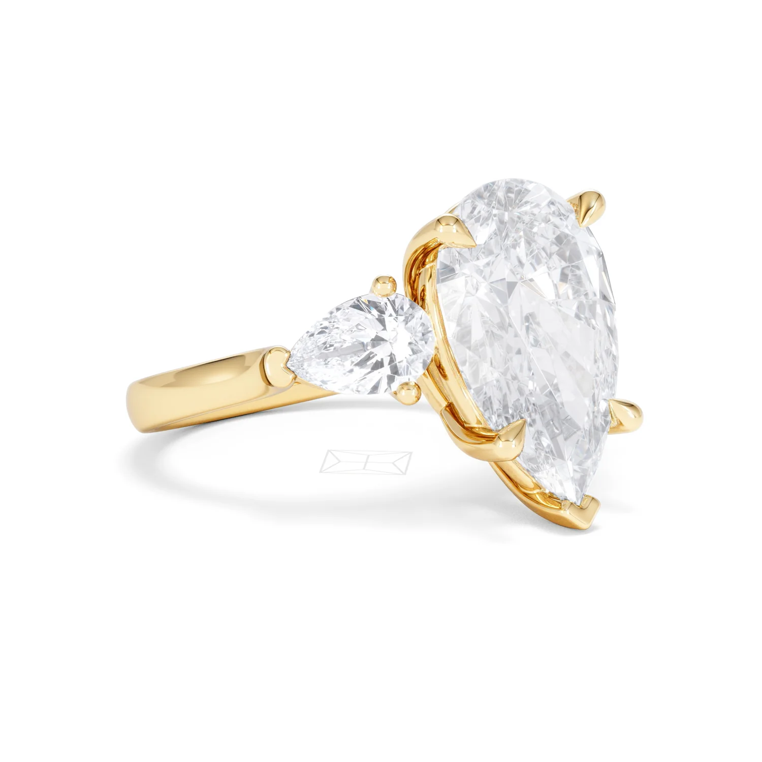 Adore 6.00ct Pear Cut Lab Diamond 3 Stone Engagement Ring in 18K Yellow Gold - Image 16
