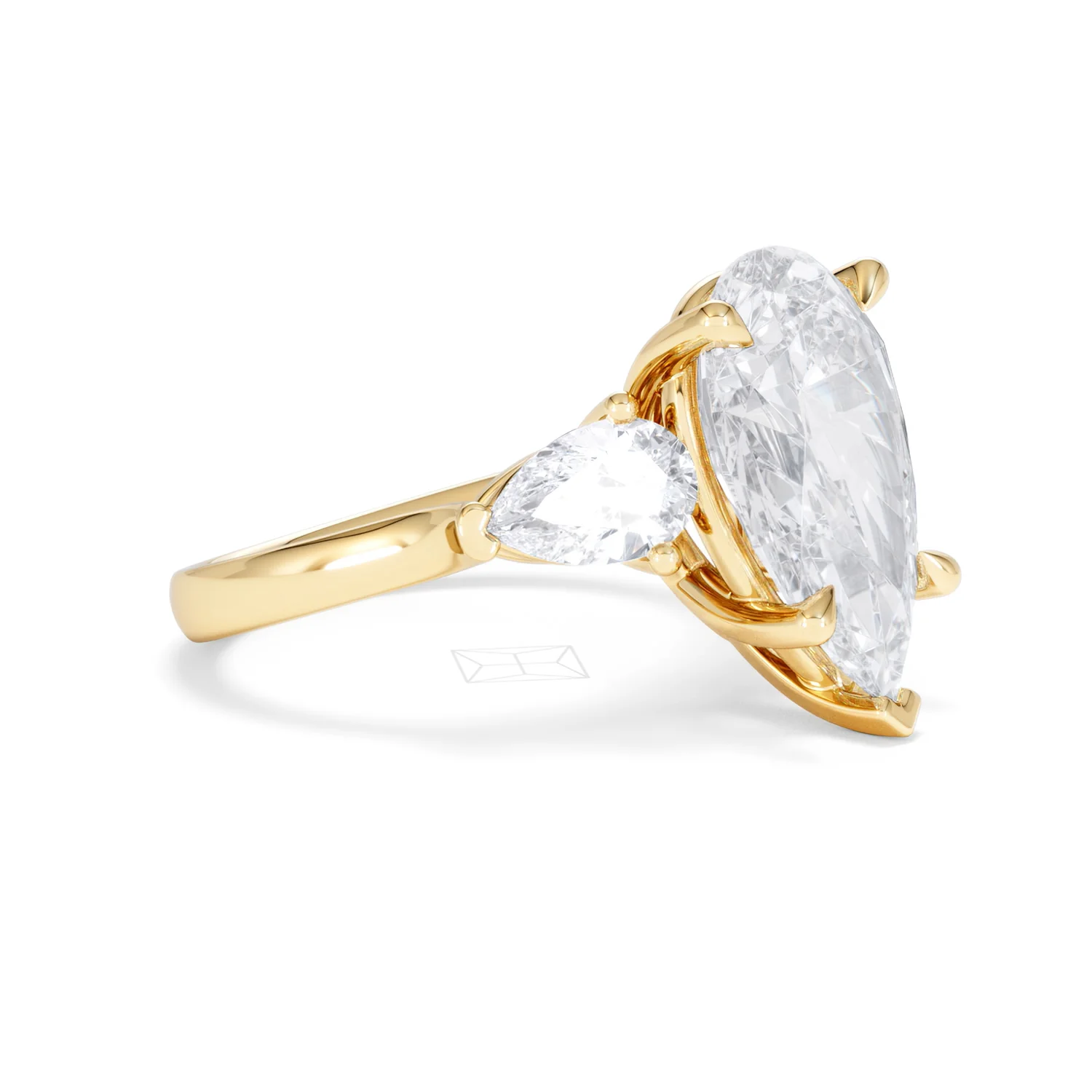 Adore 6.00ct Pear Cut Lab Diamond 3 Stone Engagement Ring in 18K Yellow Gold - Image 19