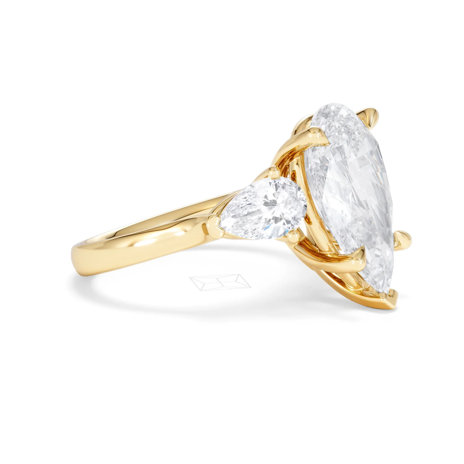 Adore 6.00ct Pear Cut Lab Diamond 3 Stone Engagement Ring in 18K Yellow Gold - Image 20