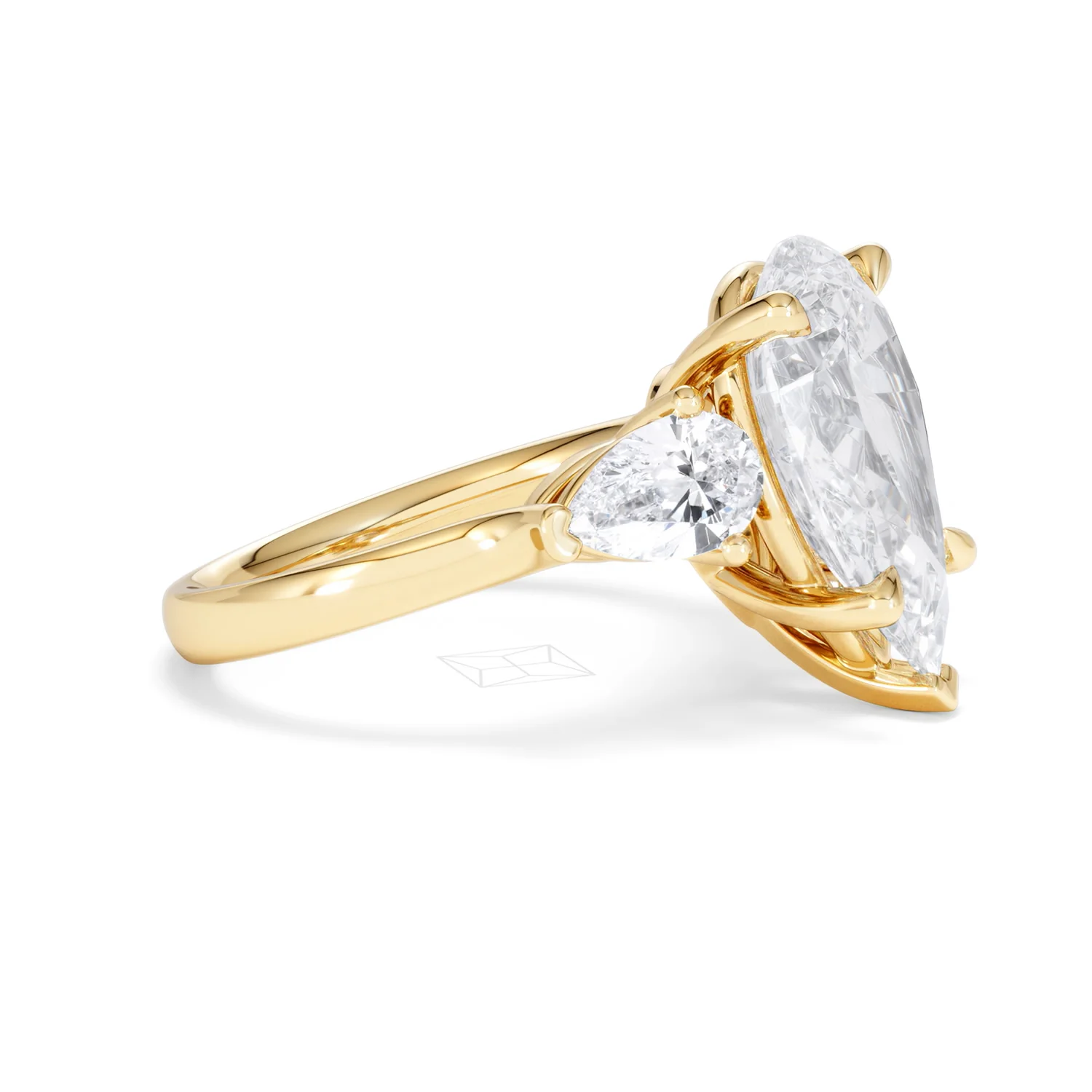 Adore 6.00ct Pear Cut Lab Diamond 3 Stone Engagement Ring in 18K Yellow Gold - Image 22