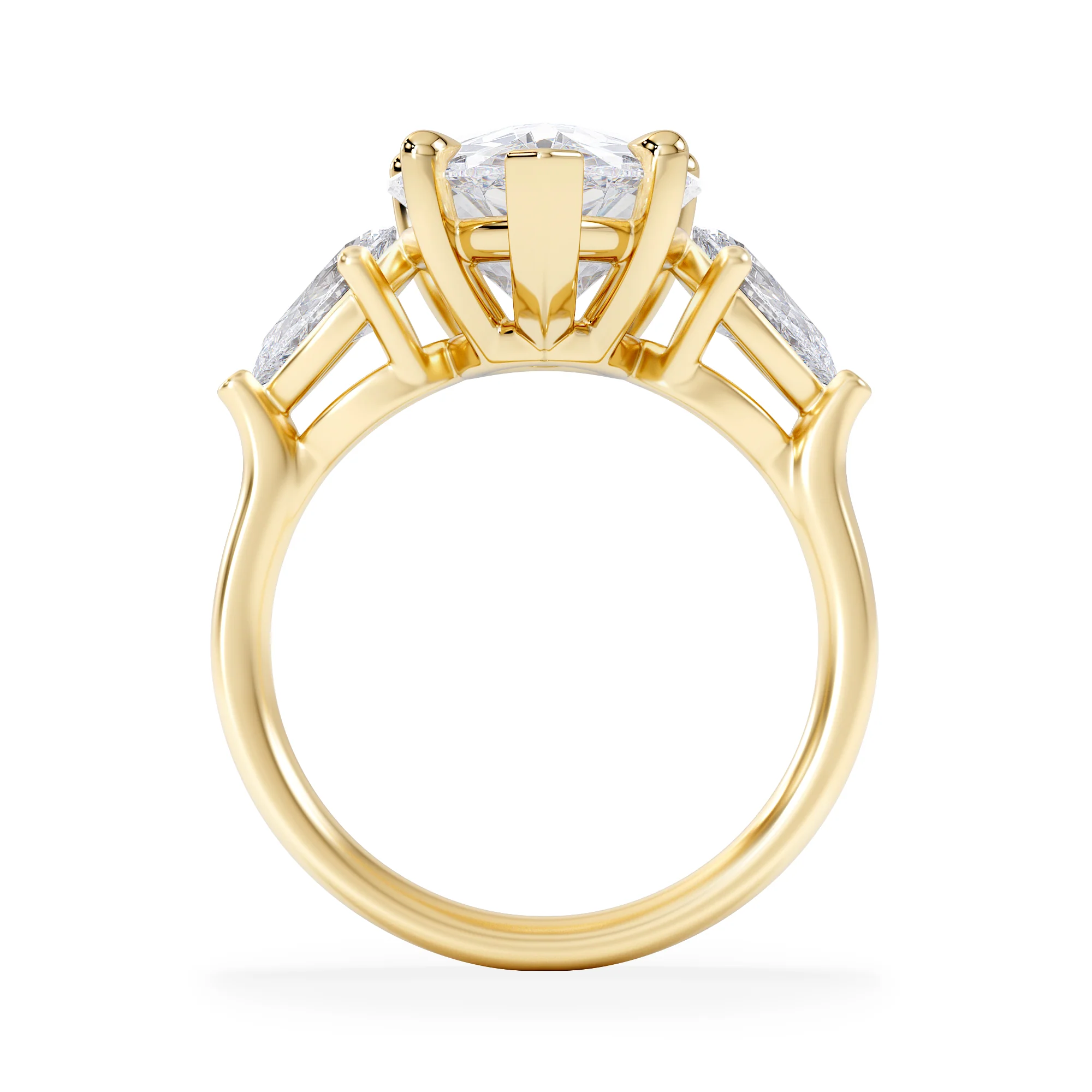 Adore 6.00ct Pear Cut Lab Diamond 3 Stone Engagement Ring in 18K Yellow Gold - Image 3