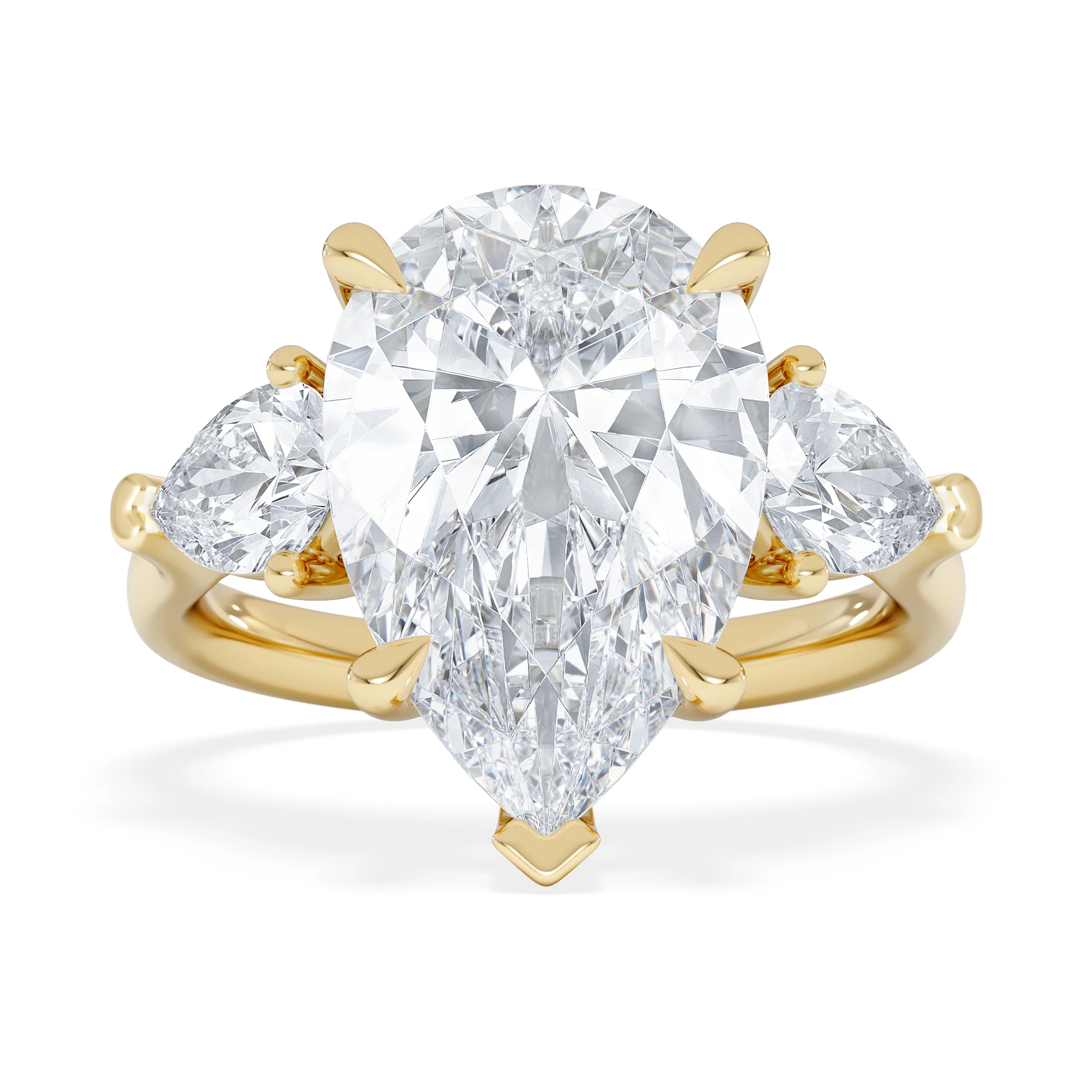 Adore 6.00ct Pear Cut Lab Diamond 3 Stone Engagement Ring in 18K Yellow Gold - Image 6