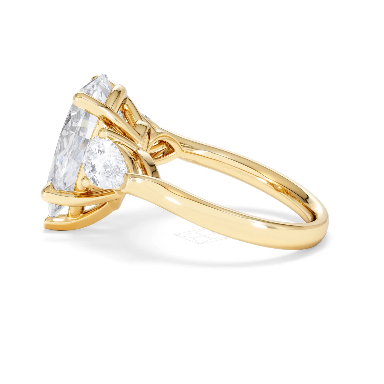 Adore 6.00ct Pear Cut Lab Diamond 3 Stone Engagement Ring in 18K Yellow Gold - Image 65