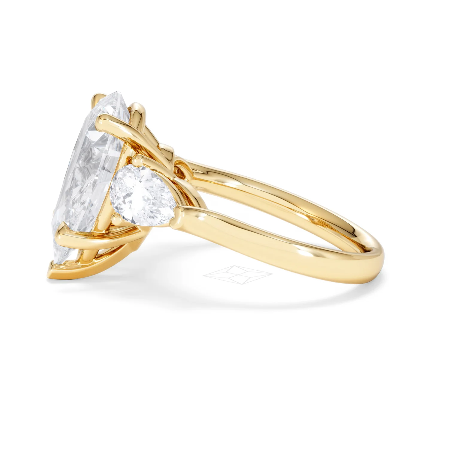 Adore 6.00ct Pear Cut Lab Diamond 3 Stone Engagement Ring in 18K Yellow Gold - Image 68