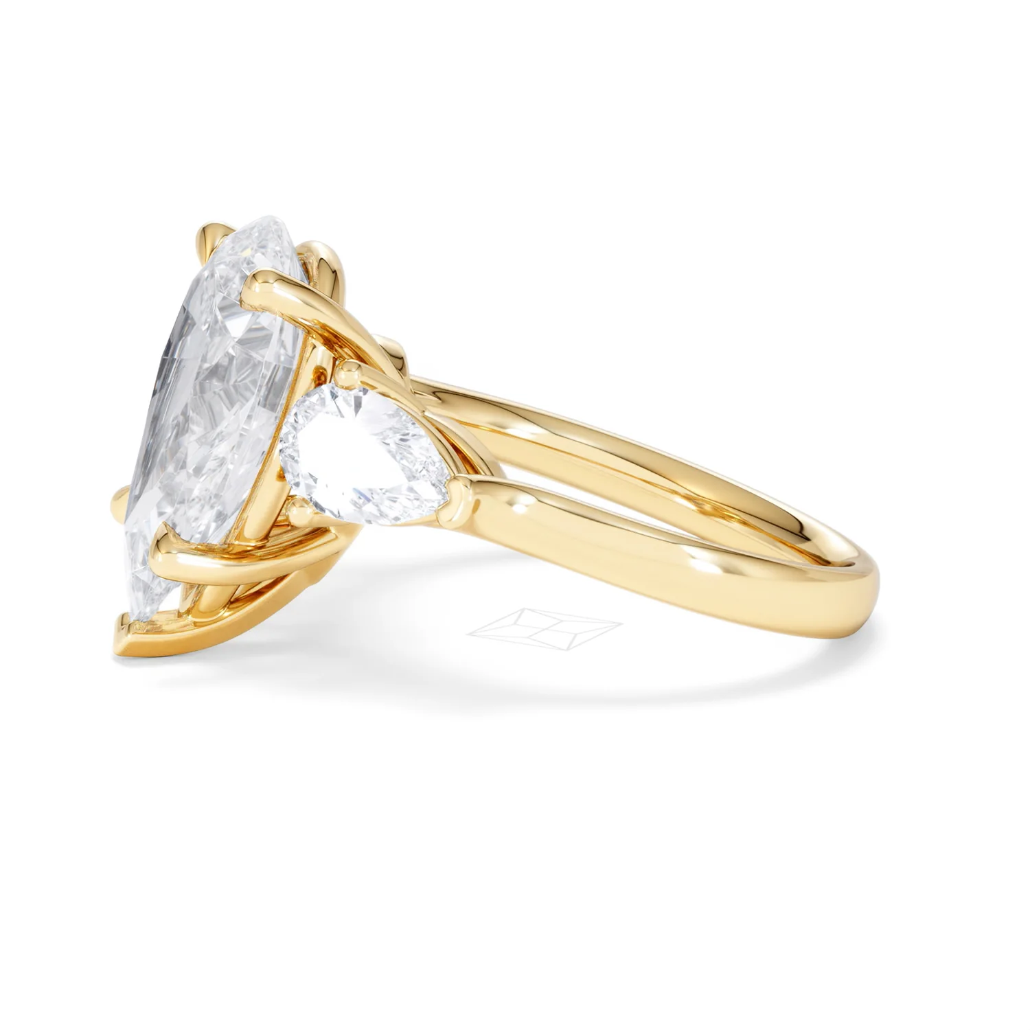 Adore 6.00ct Pear Cut Lab Diamond 3 Stone Engagement Ring in 18K Yellow Gold - Image 70