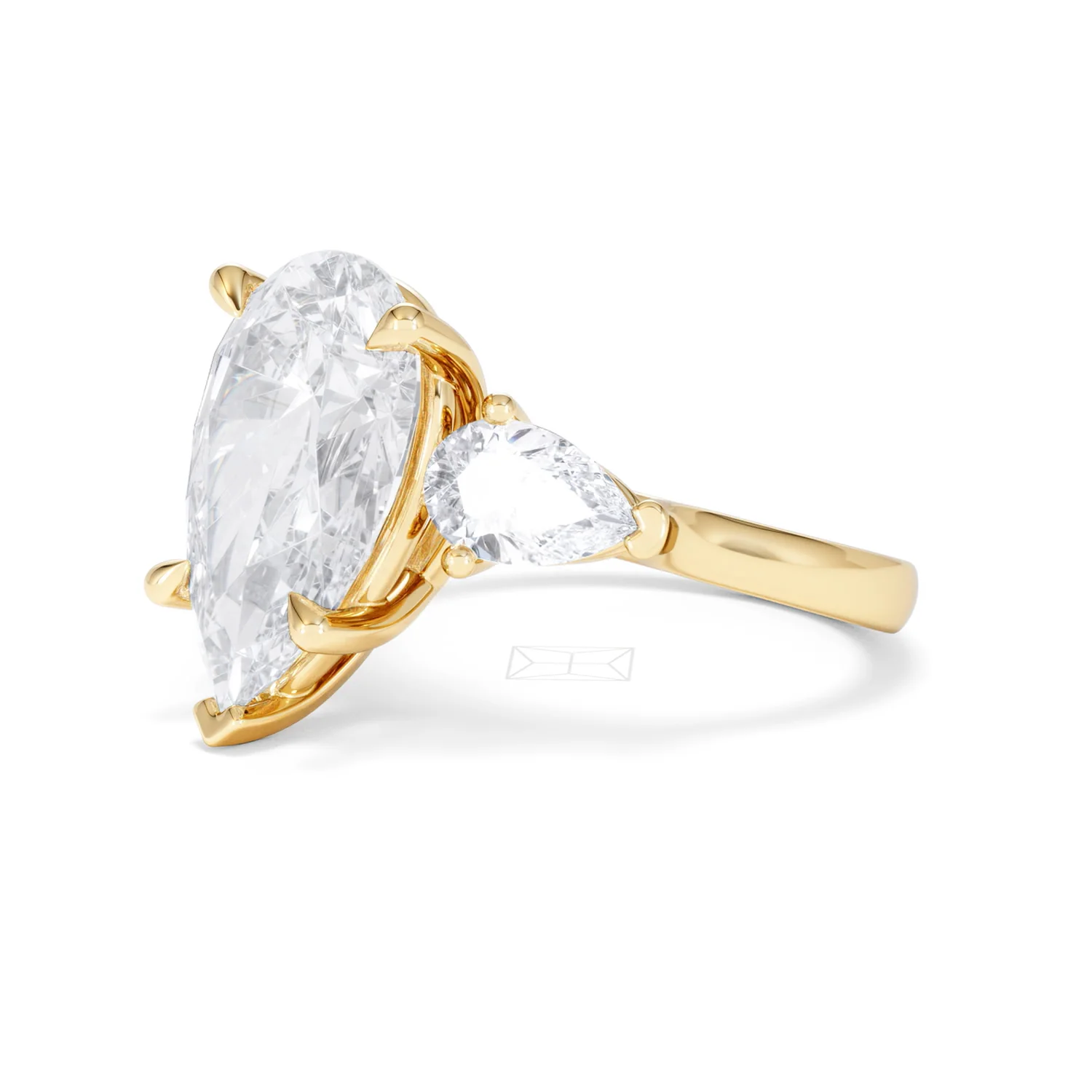 Adore 6.00ct Pear Cut Lab Diamond 3 Stone Engagement Ring in 18K Yellow Gold - Image 76