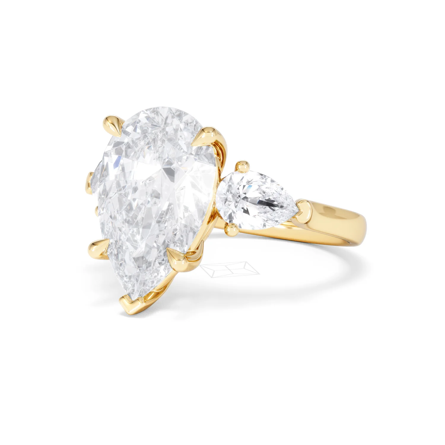 Adore 6.00ct Pear Cut Lab Diamond 3 Stone Engagement Ring in 18K Yellow Gold - Image 80