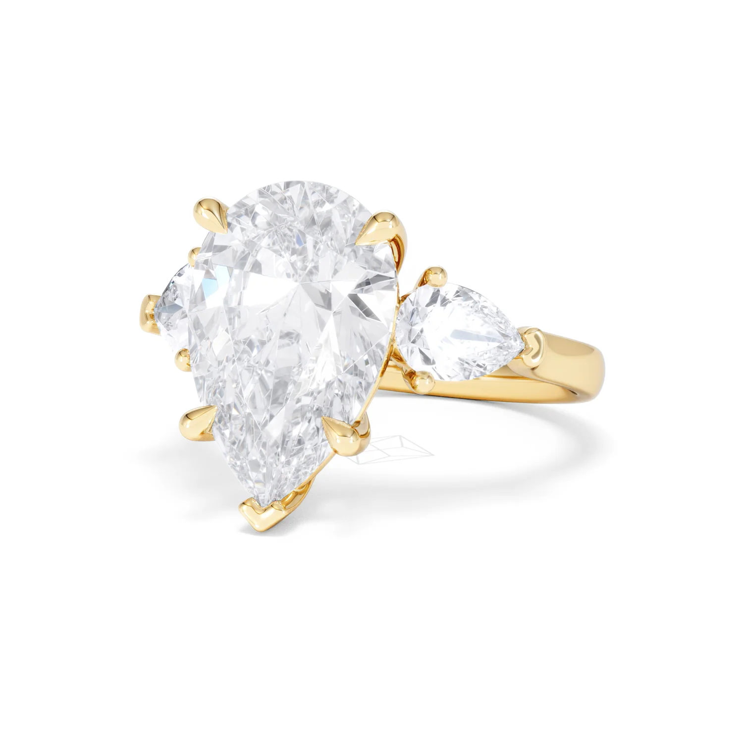 Adore 6.00ct Pear Cut Lab Diamond 3 Stone Engagement Ring in 18K Yellow Gold - Image 82
