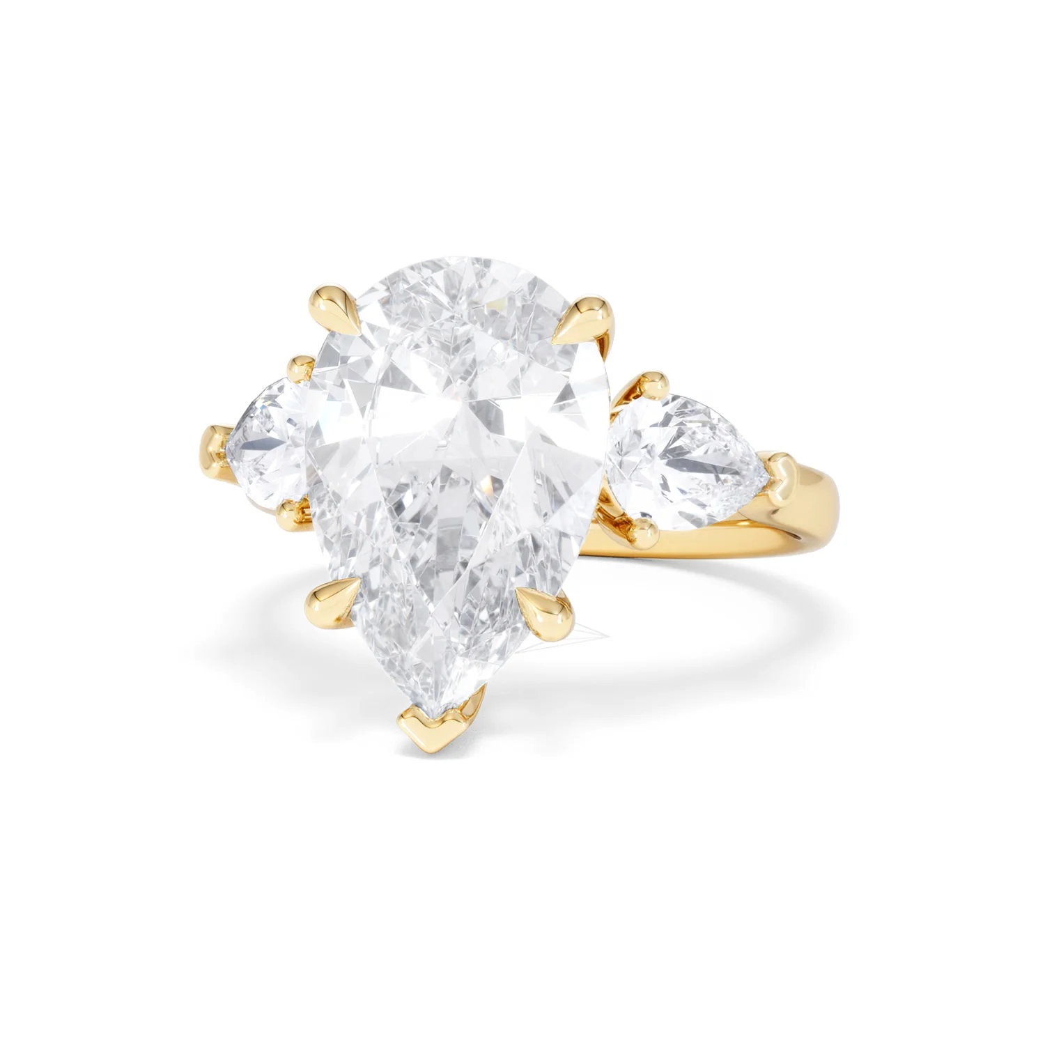 Adore 6.00ct Pear Cut Lab Diamond 3 Stone Engagement Ring in 18K Yellow Gold - Image 84