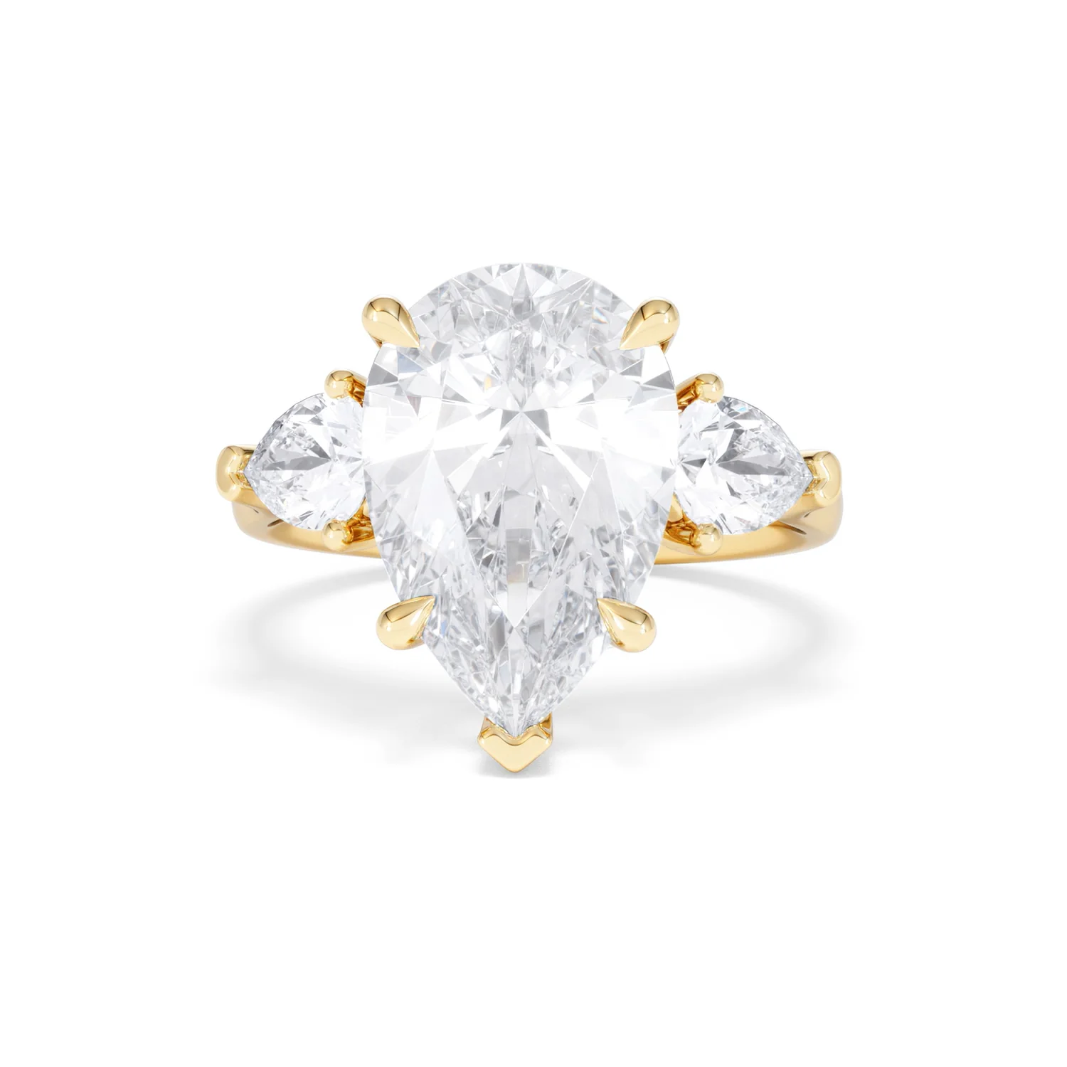 Adore 6.00ct Pear Cut Lab Diamond 3 Stone Engagement Ring in 18K Yellow Gold - Image 86