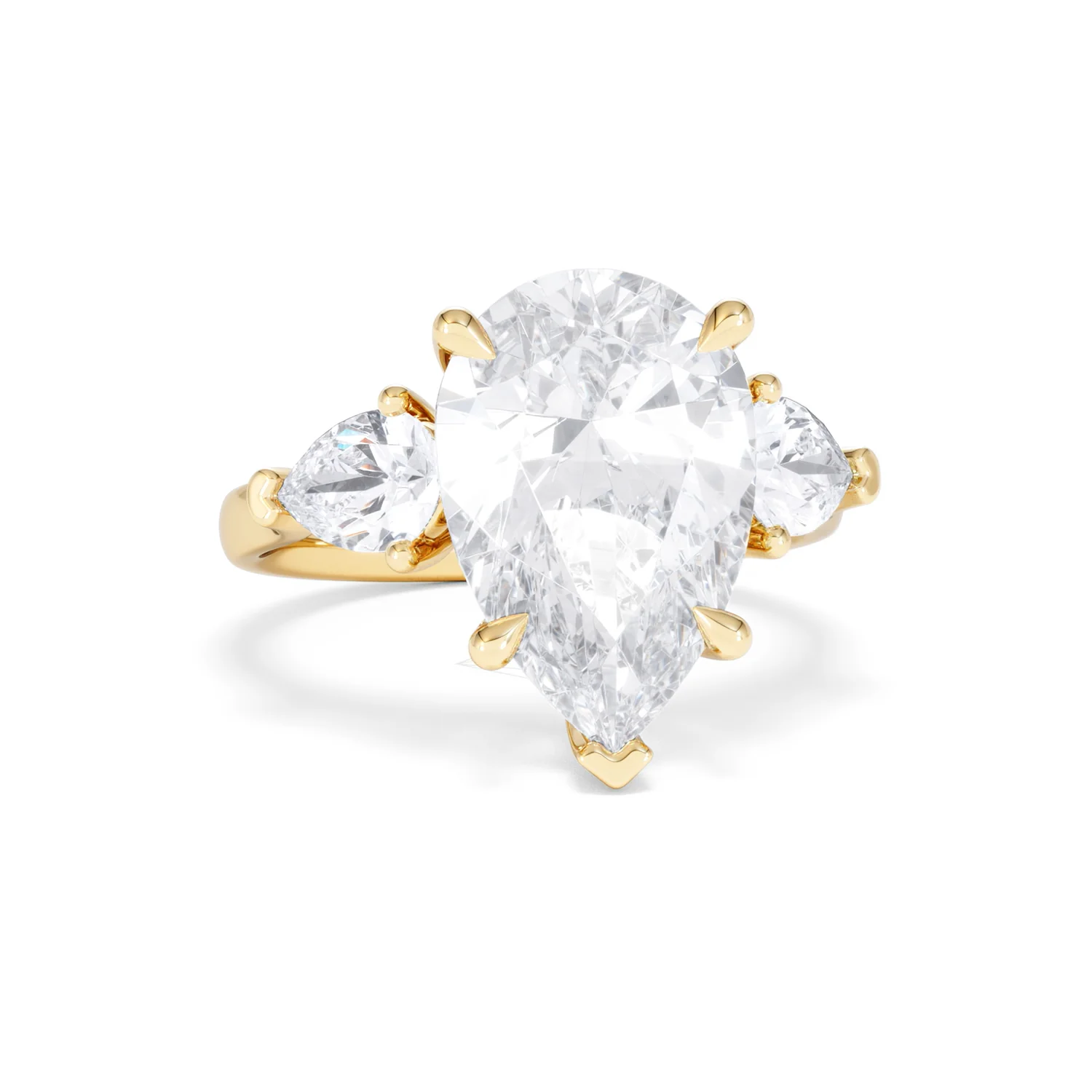 Adore 6.00ct Pear Cut Lab Diamond 3 Stone Engagement Ring in 18K Yellow Gold - Image 9