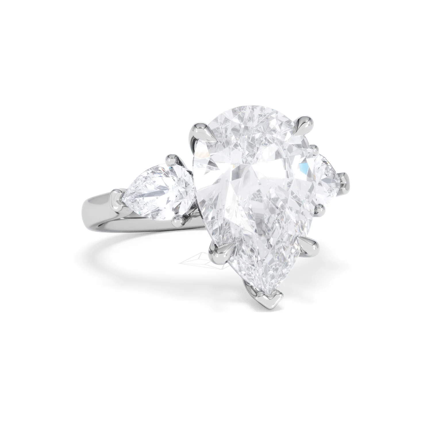 Adore 6.00ct Pear Cut Lab Diamond 3 Stone Engagement Ring in Platinum - Image 11