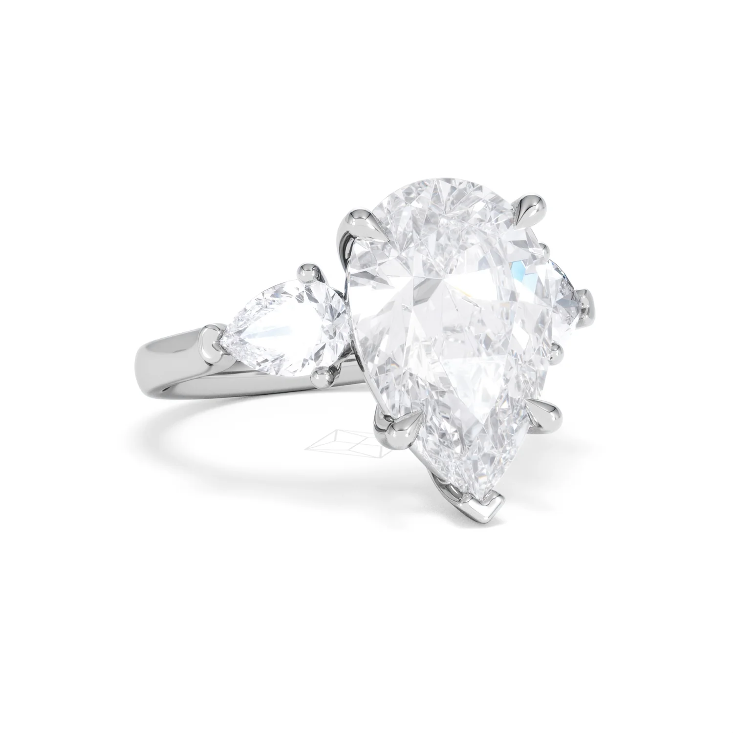 Adore 6.00ct Pear Cut Lab Diamond 3 Stone Engagement Ring in Platinum - Image 12