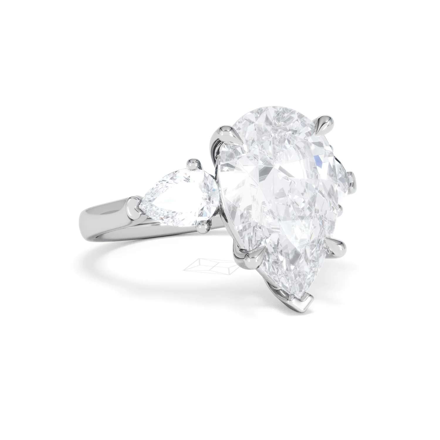 Adore 6.00ct Pear Cut Lab Diamond 3 Stone Engagement Ring in Platinum - Image 13