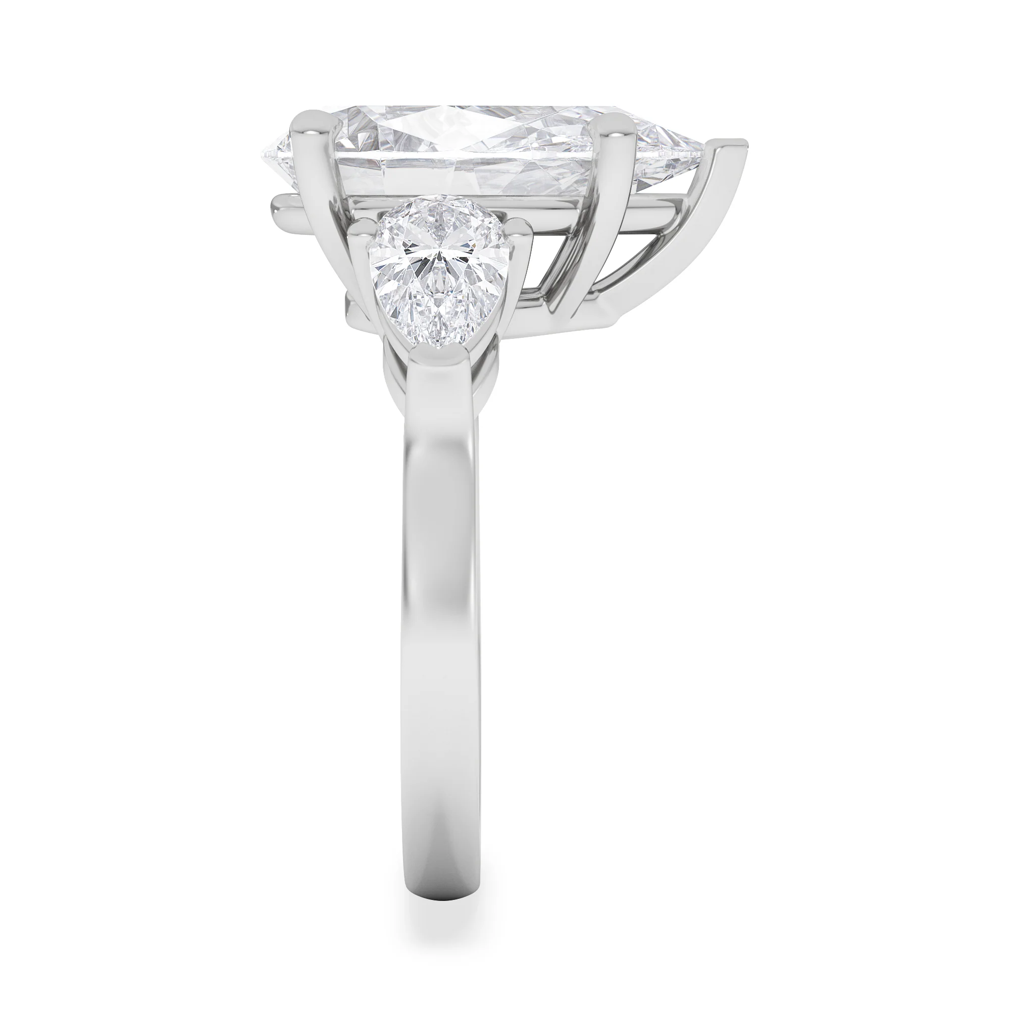 Adore 6.00ct Pear Cut Lab Diamond 3 Stone Engagement Ring in Platinum - Image 5