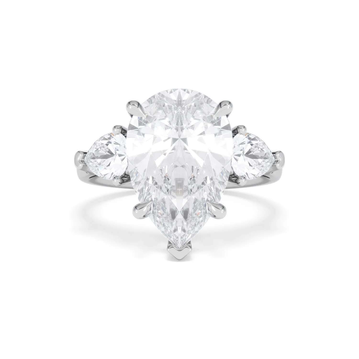 Adore 6.00ct Pear Cut Lab Diamond 3 Stone Engagement Ring in Platinum - Image 7