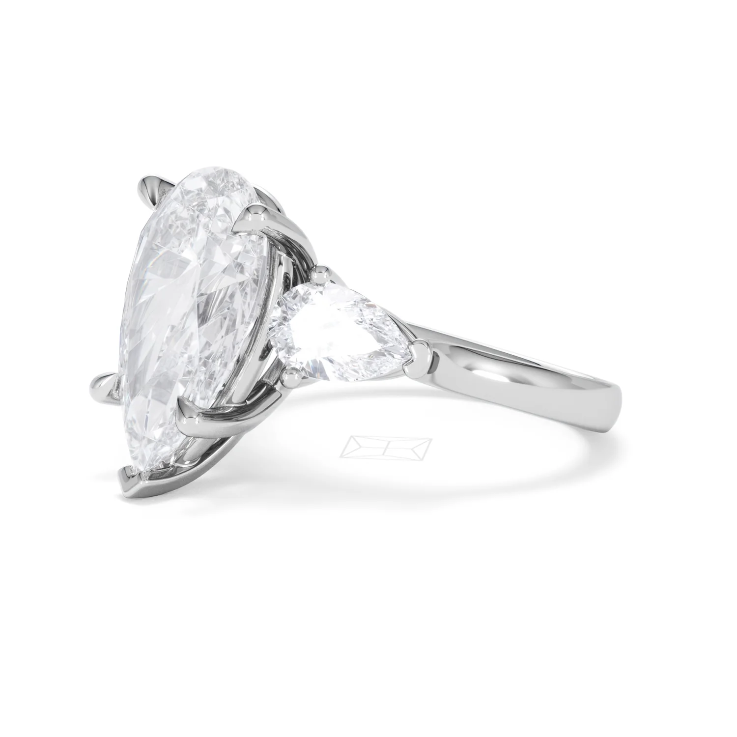 Adore 6.00ct Pear Cut Lab Diamond 3 Stone Engagement Ring in Platinum - Image 75