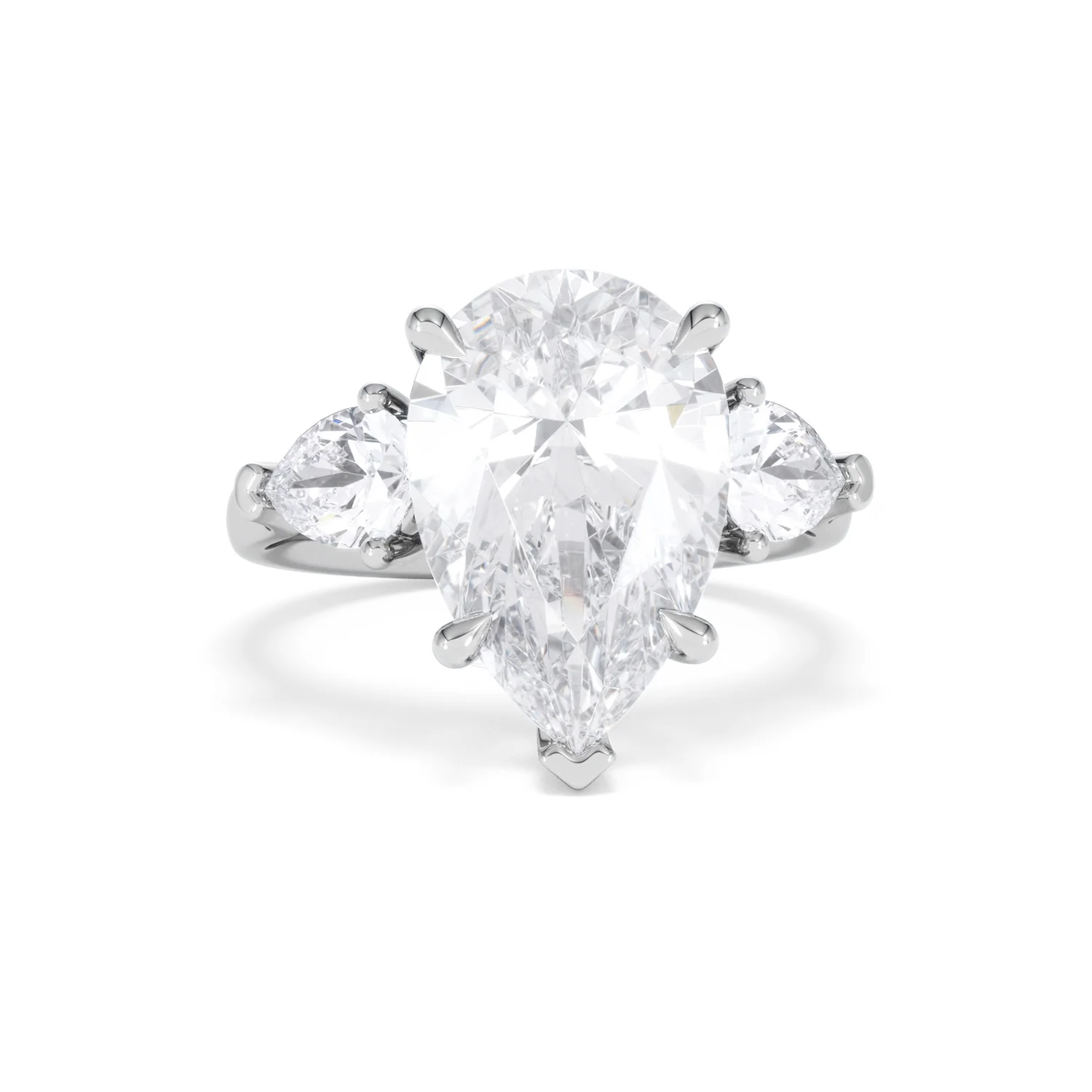 Adore 6.00ct Pear Cut Lab Diamond 3 Stone Engagement Ring in Platinum - Image 8
