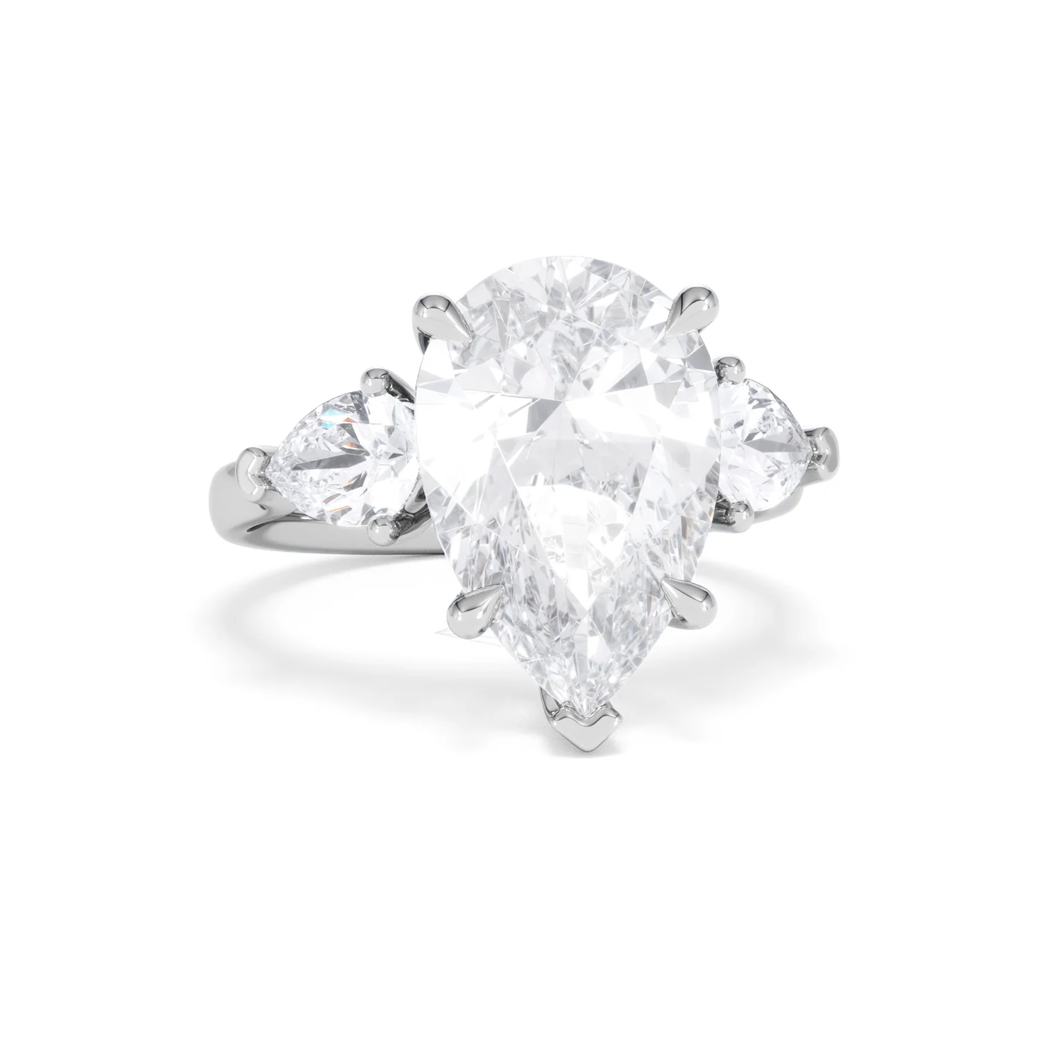 Adore 6.00ct Pear Cut Lab Diamond 3 Stone Engagement Ring in Platinum - Image 9