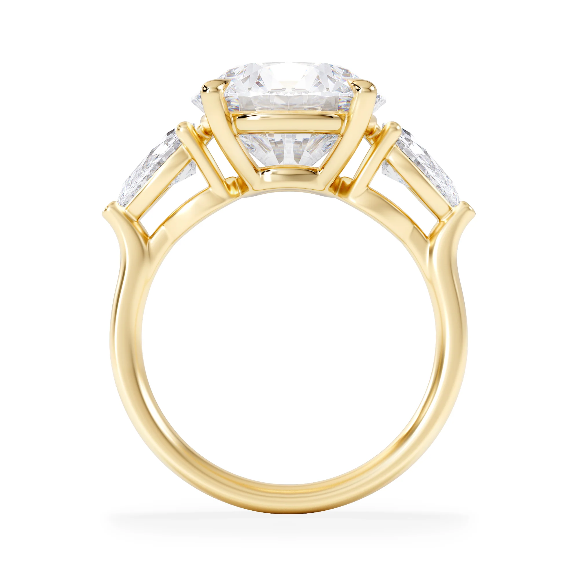 Adore 6.00ct Round Cut Lab Diamond 3 Stone Engagement Ring in 18K Yellow Gold - Image 3