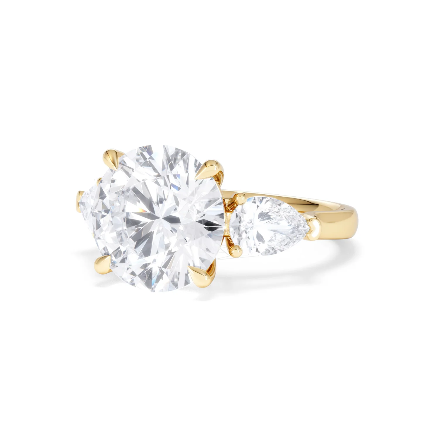 Adore 6.00ct Round Cut Lab Diamond 3 Stone Engagement Ring in 18K Yellow Gold - Image 81