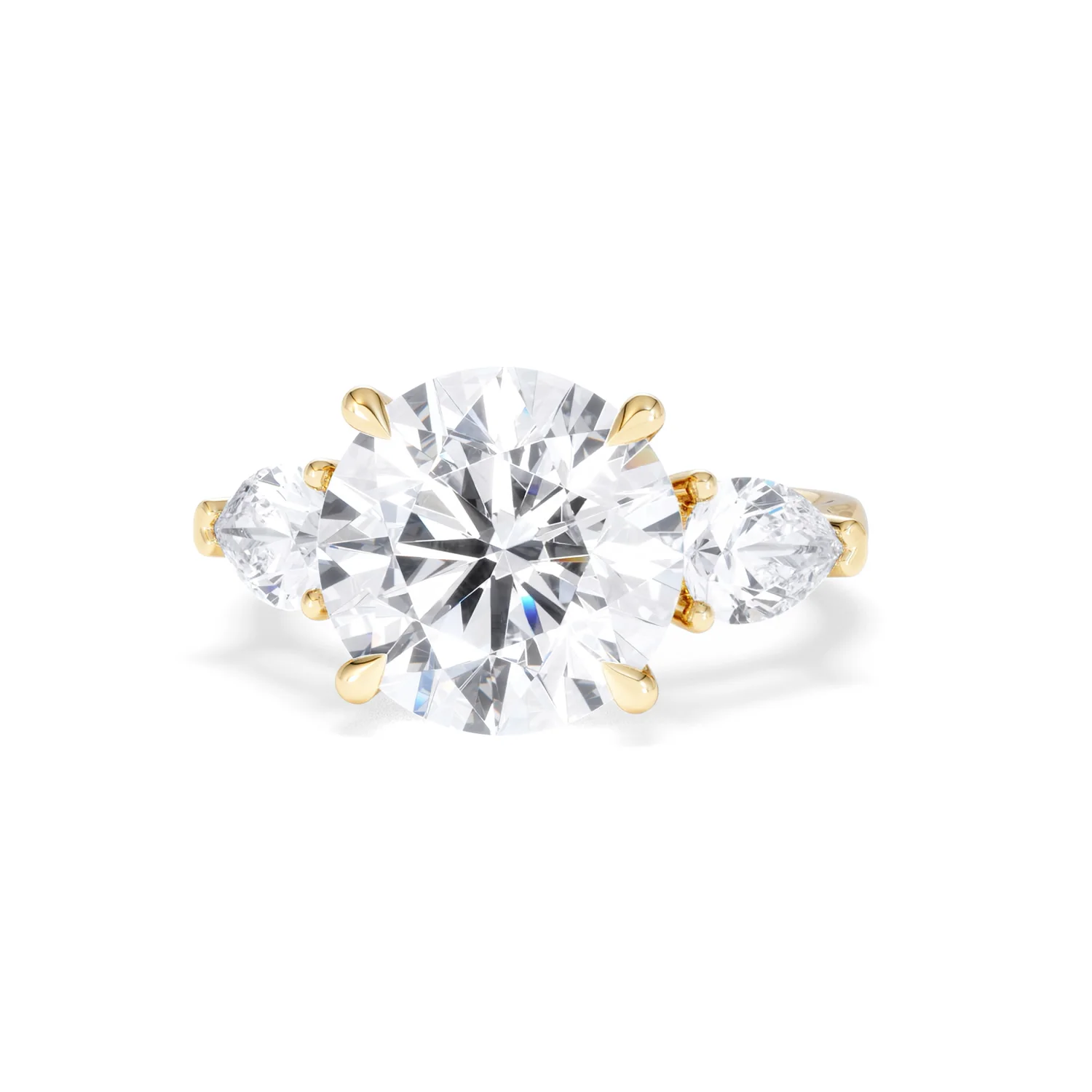 Adore 6.00ct Round Cut Lab Diamond 3 Stone Engagement Ring in 18K Yellow Gold - Image 85