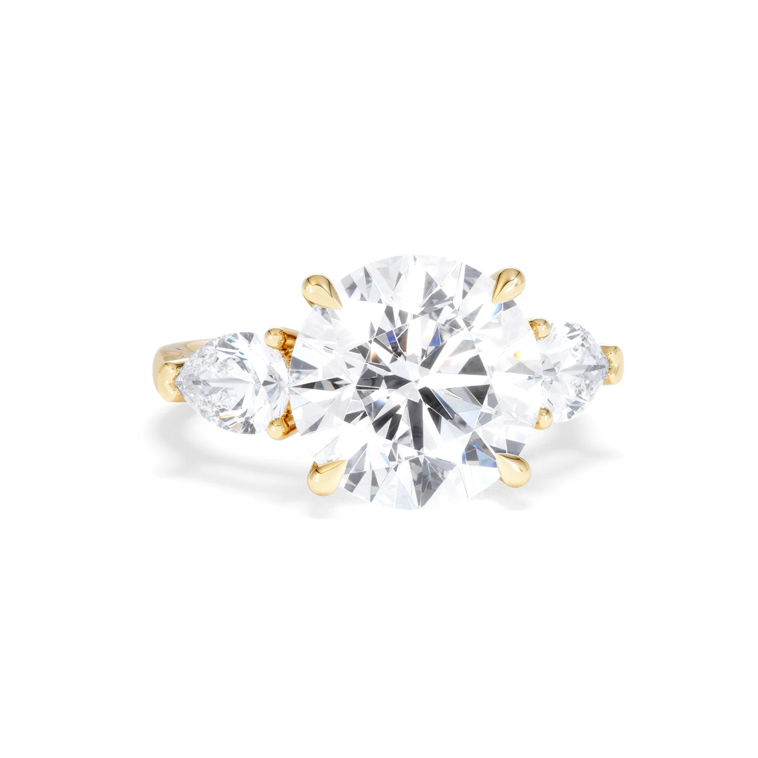 Adore 6.00ct Round Cut Lab Diamond 3 Stone Engagement Ring in 18K Yellow Gold - Image 9