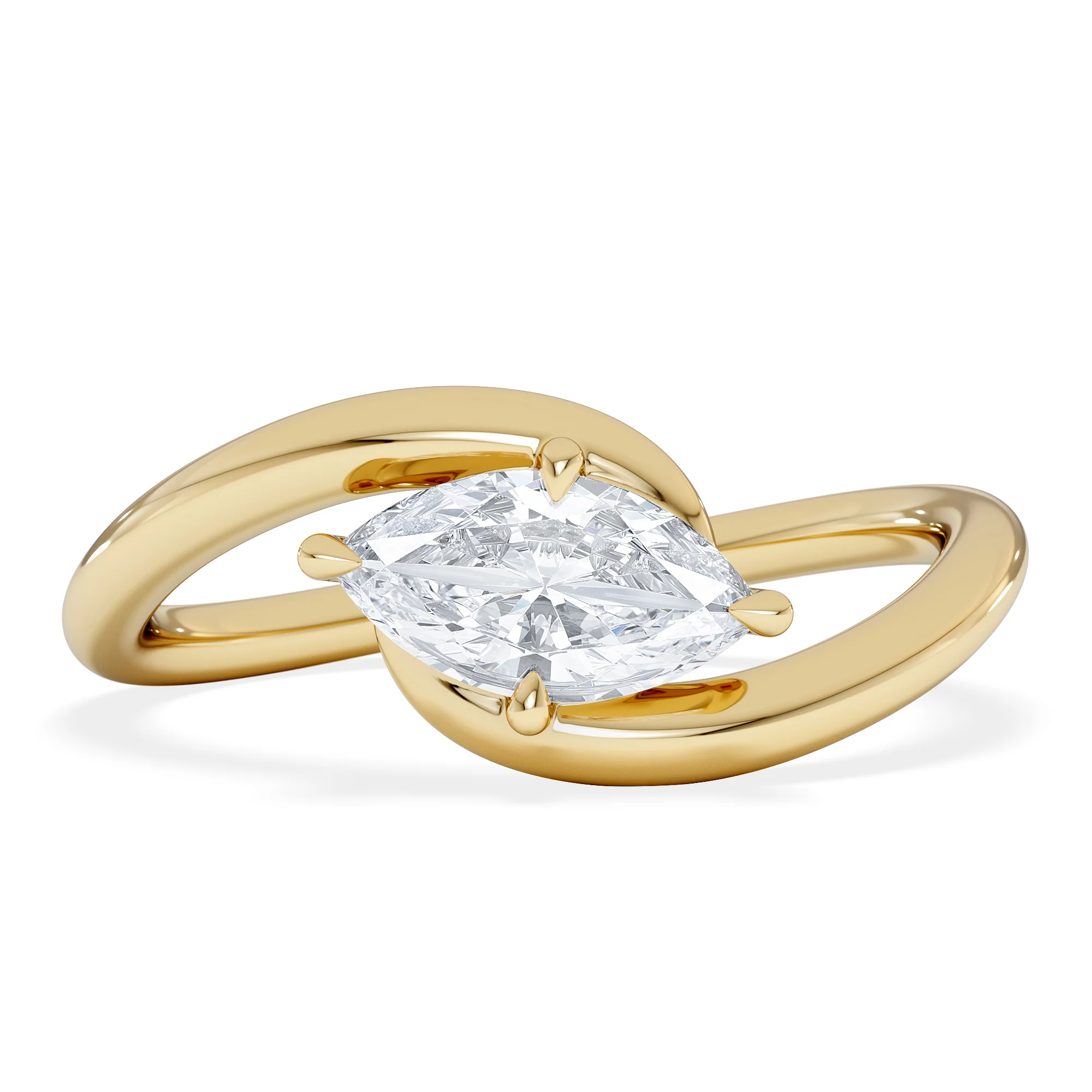 Affinity 0.50ct Marquise Cut Lab Diamond Solitaire Engagement Ring in 18K Yellow Gold - Image 7