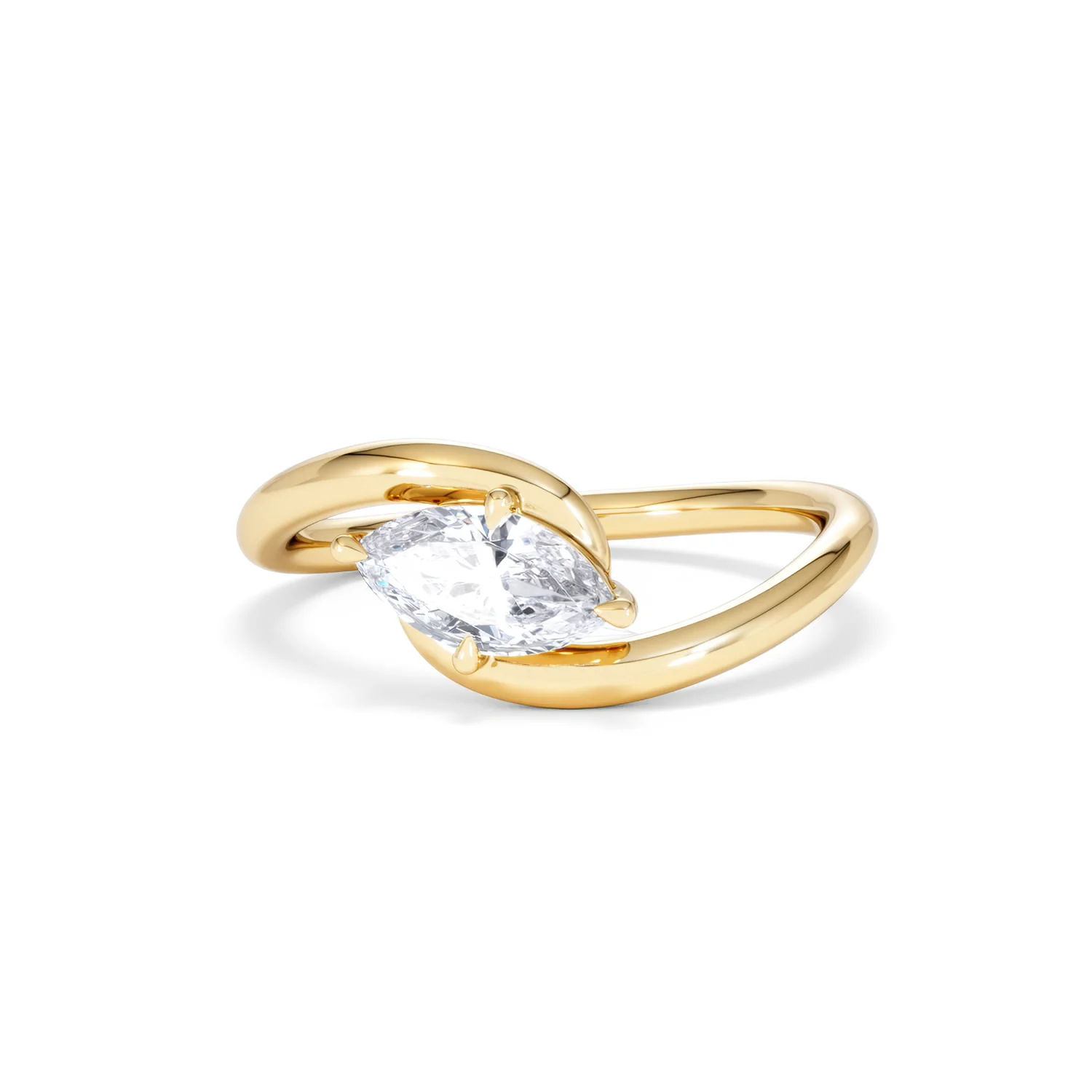 Affinity 0.50ct Marquise Cut Lab Diamond Solitaire Engagement Ring in 18K Yellow Gold - Image 86