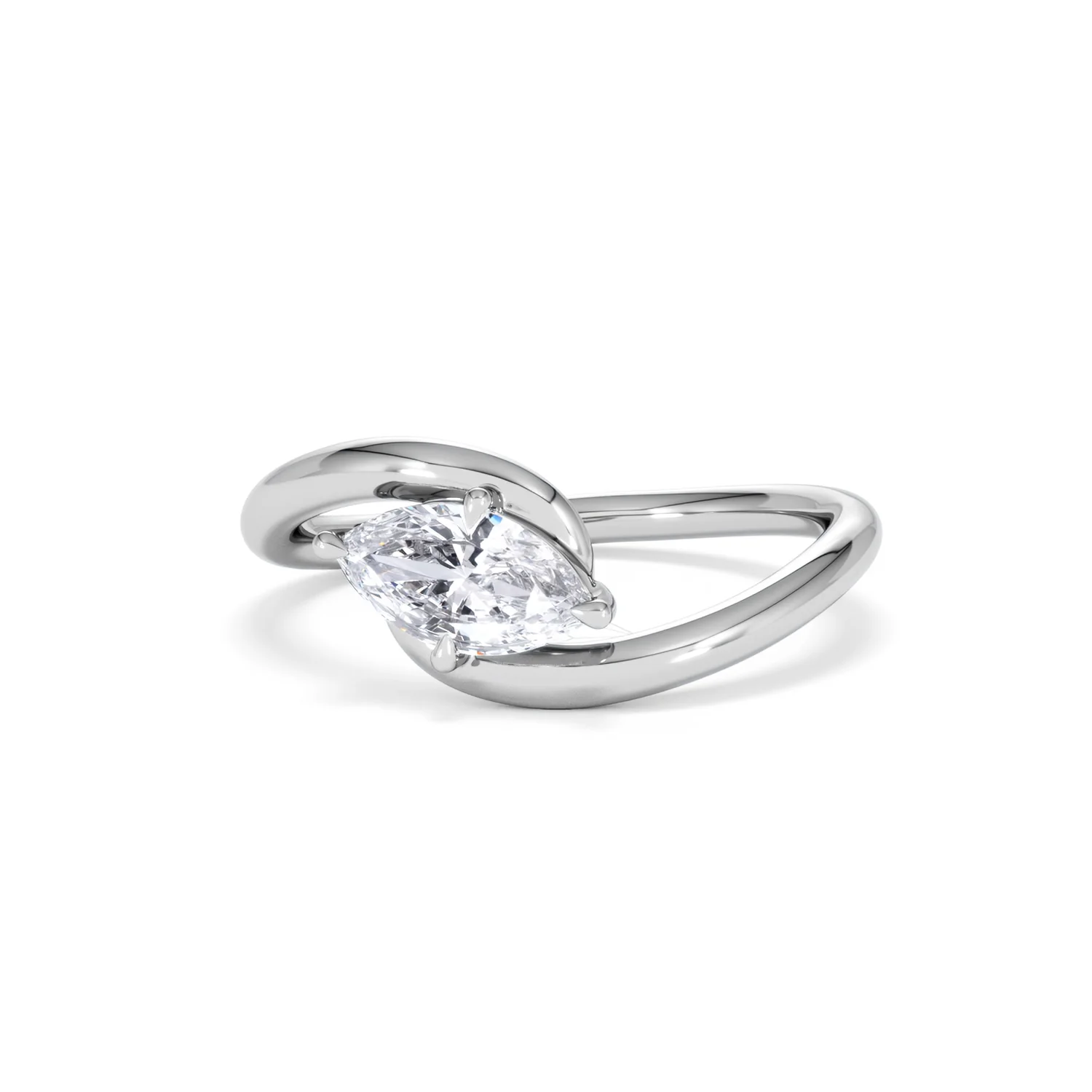 Affinity 0.50ct Marquise Cut Lab Diamond Solitaire Engagement Ring in Platinum - Image 85