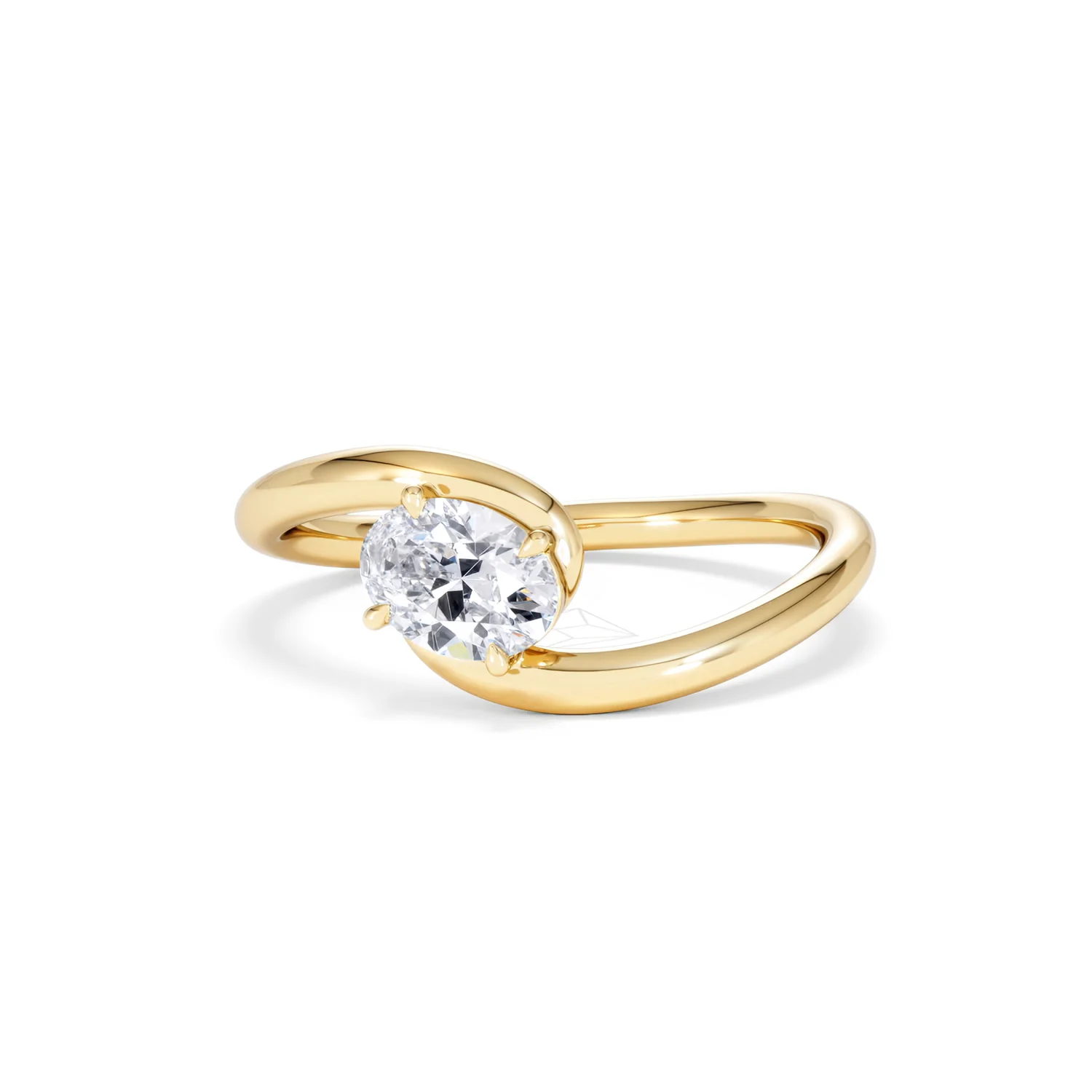 Affinity 0.50ct Oval Cut Lab Diamond Solitaire Engagement Ring in 18K Yellow Gold - Image 85