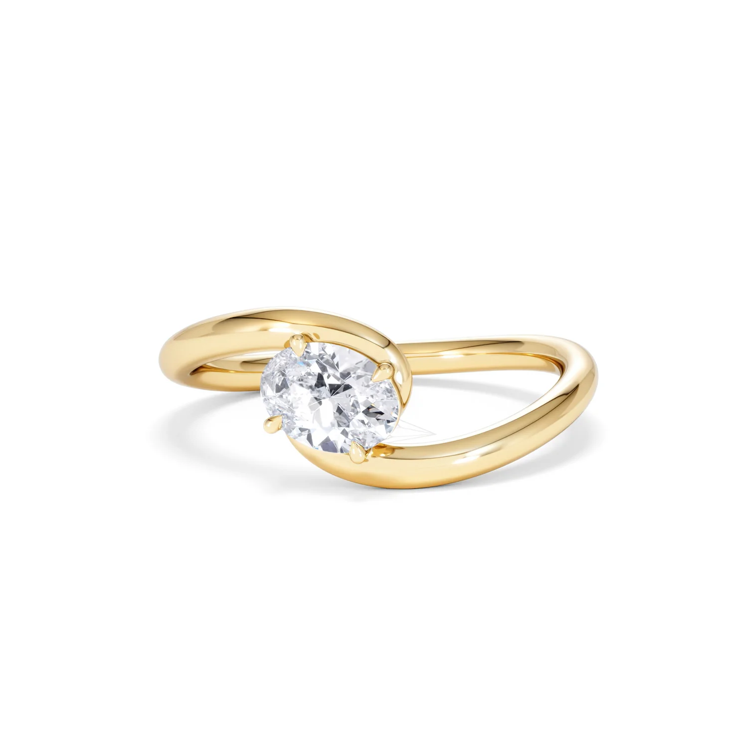 Affinity 0.50ct Oval Cut Lab Diamond Solitaire Engagement Ring in 18K Yellow Gold - Image 86