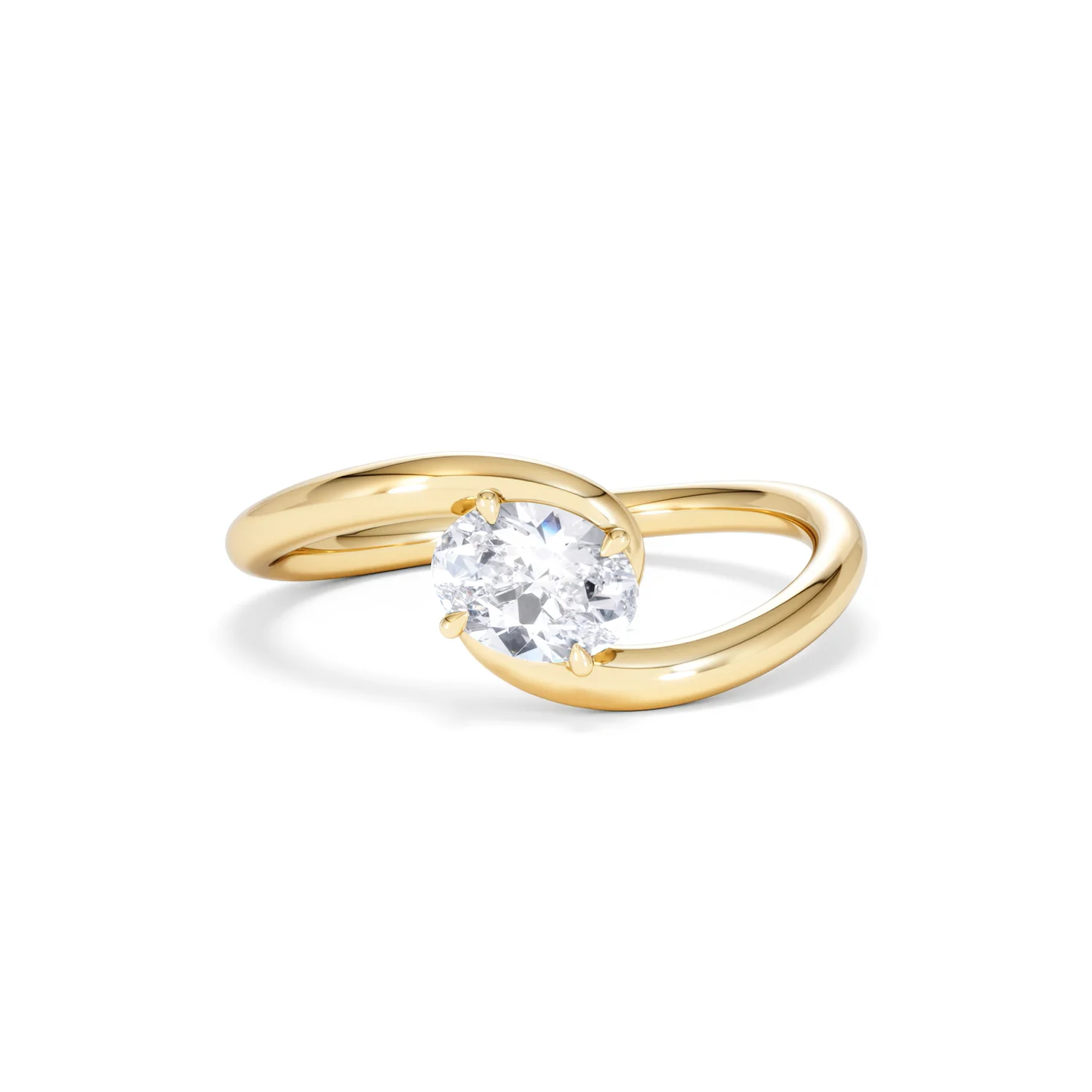 Affinity 0.50ct Oval Cut Lab Diamond Solitaire Engagement Ring in 18K Yellow Gold - Image 88
