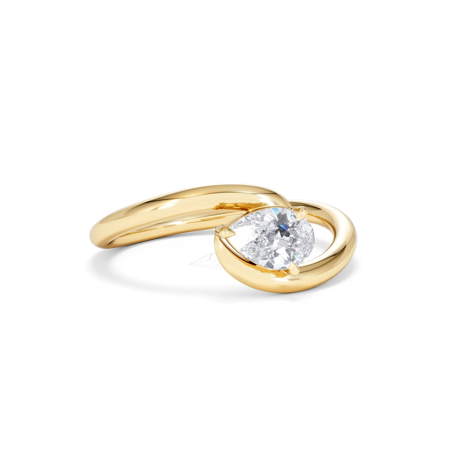 Affinity 0.50ct Pear Cut Lab Diamond Solitaire Engagement Ring in 18K Yellow Gold - Image 13