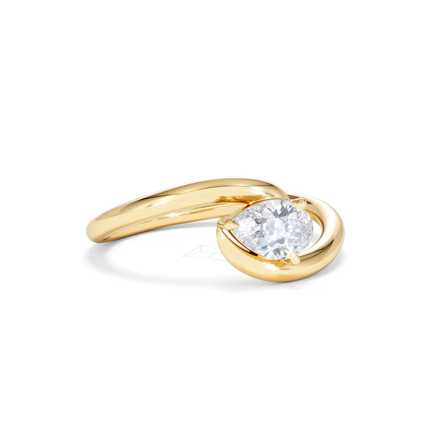 Affinity 0.50ct Pear Cut Lab Diamond Solitaire Engagement Ring in 18K Yellow Gold - Image 14