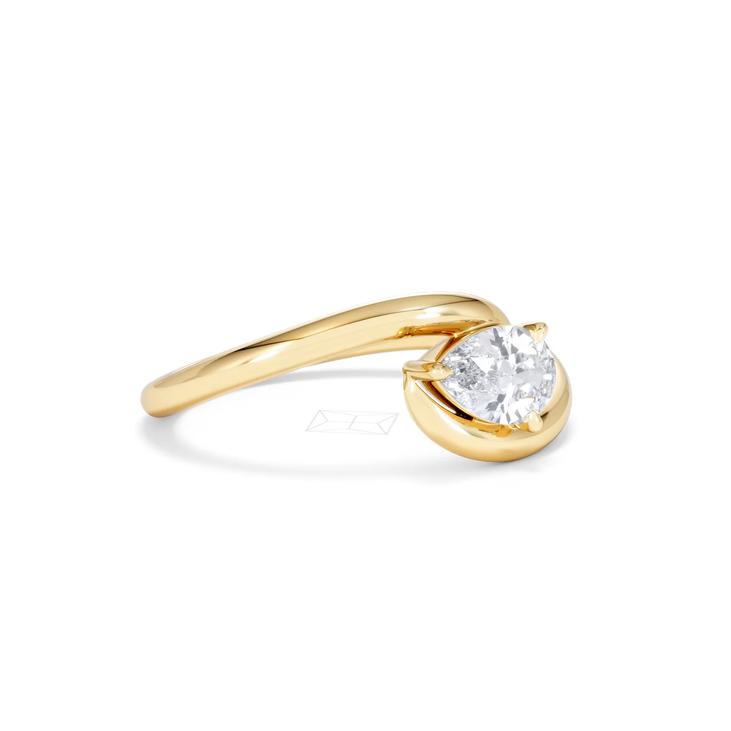 Affinity 0.50ct Pear Cut Lab Diamond Solitaire Engagement Ring in 18K Yellow Gold - Image 17