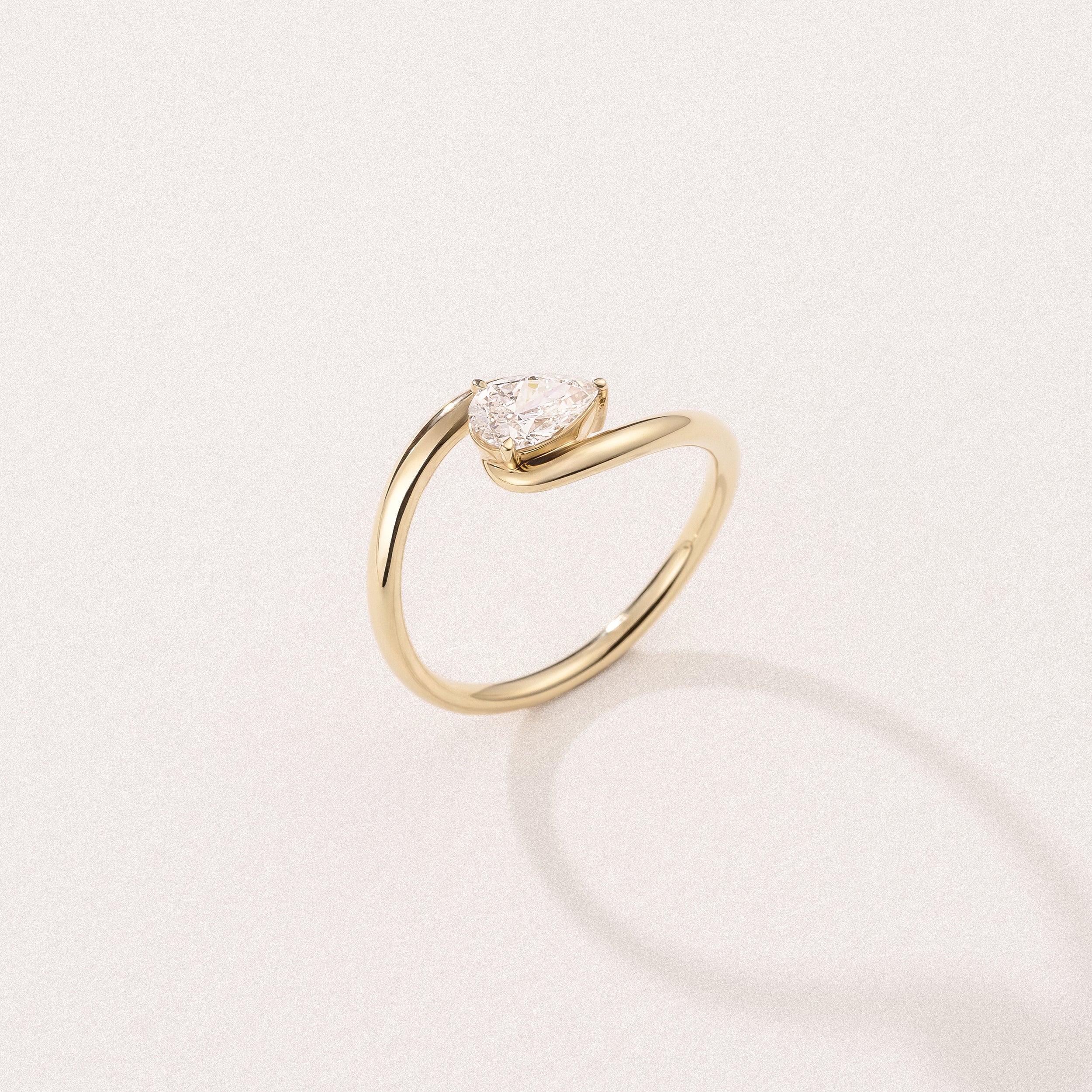 Affinity 0.50ct Pear Cut Lab Diamond Solitaire Engagement Ring in 18K Yellow Gold - Image 8