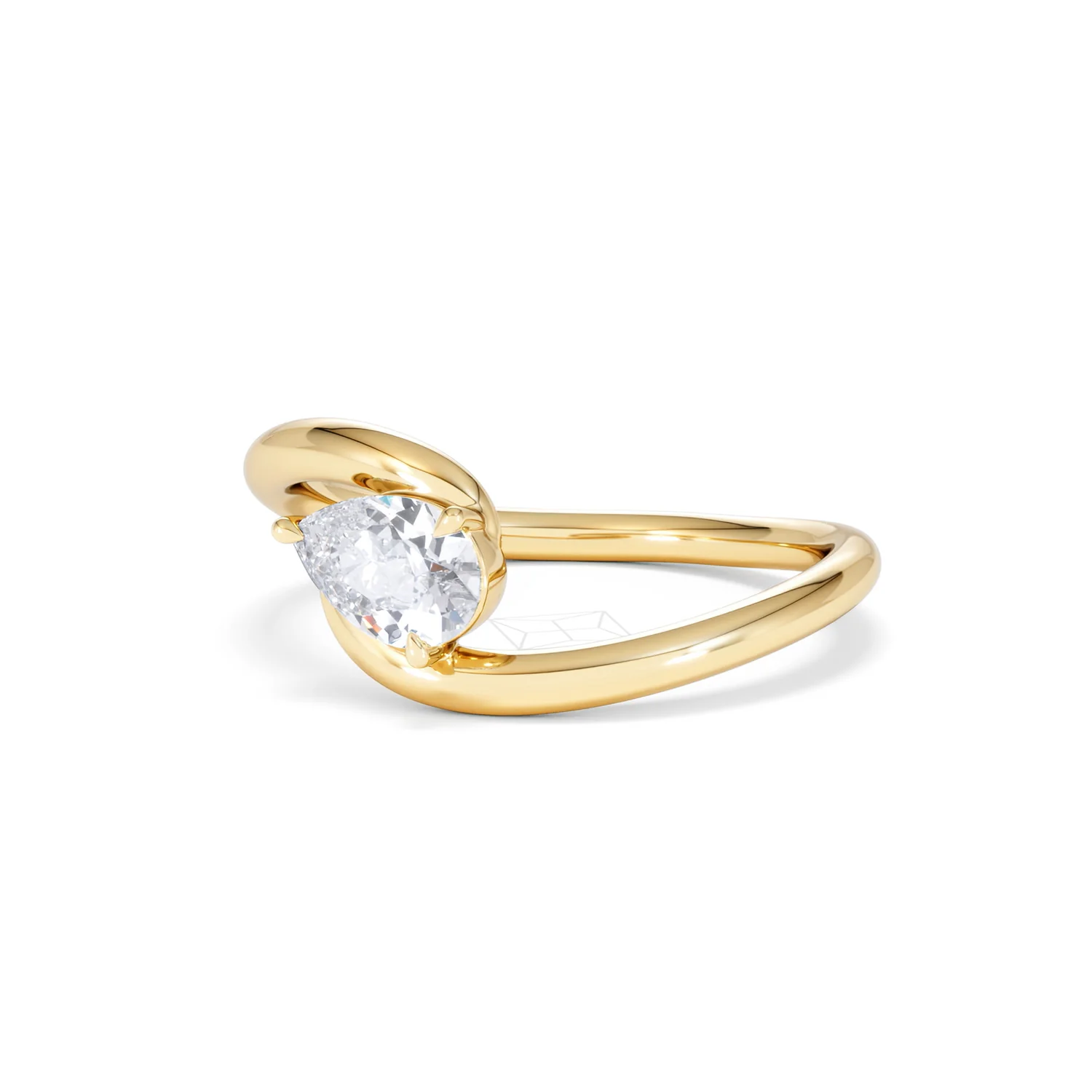 Affinity 0.50ct Pear Cut Lab Diamond Solitaire Engagement Ring in 18K Yellow Gold - Image 82